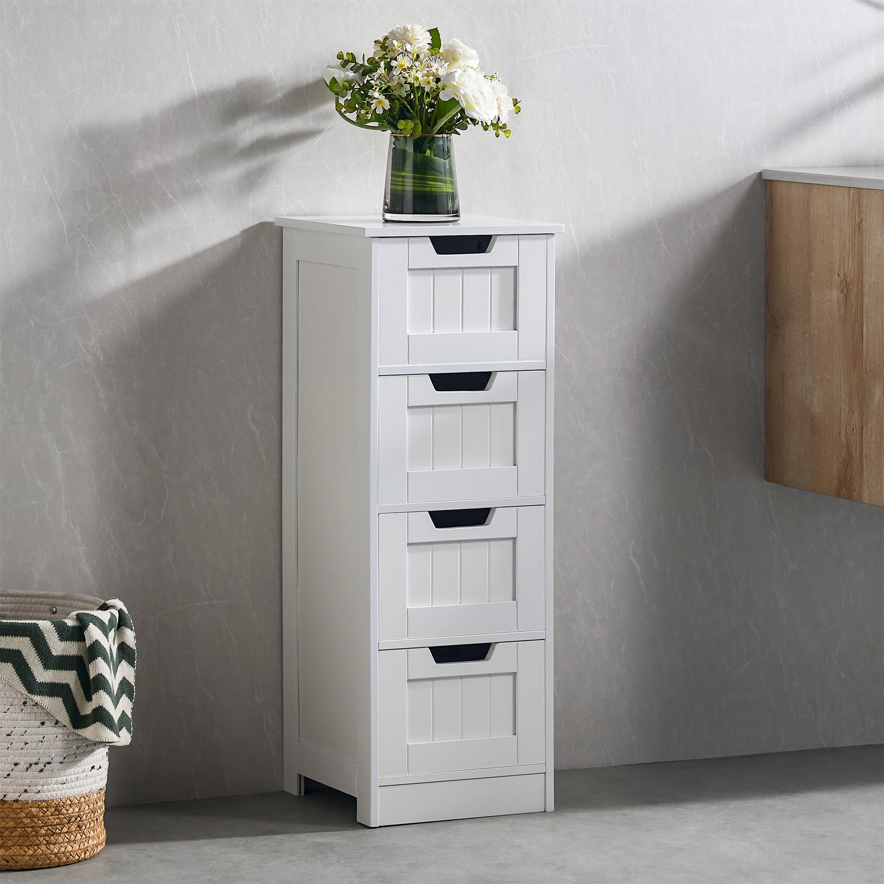 Lassic  Bath Vida Priano 4 Drawer Freestanding Unit - White - 4 Drawer
