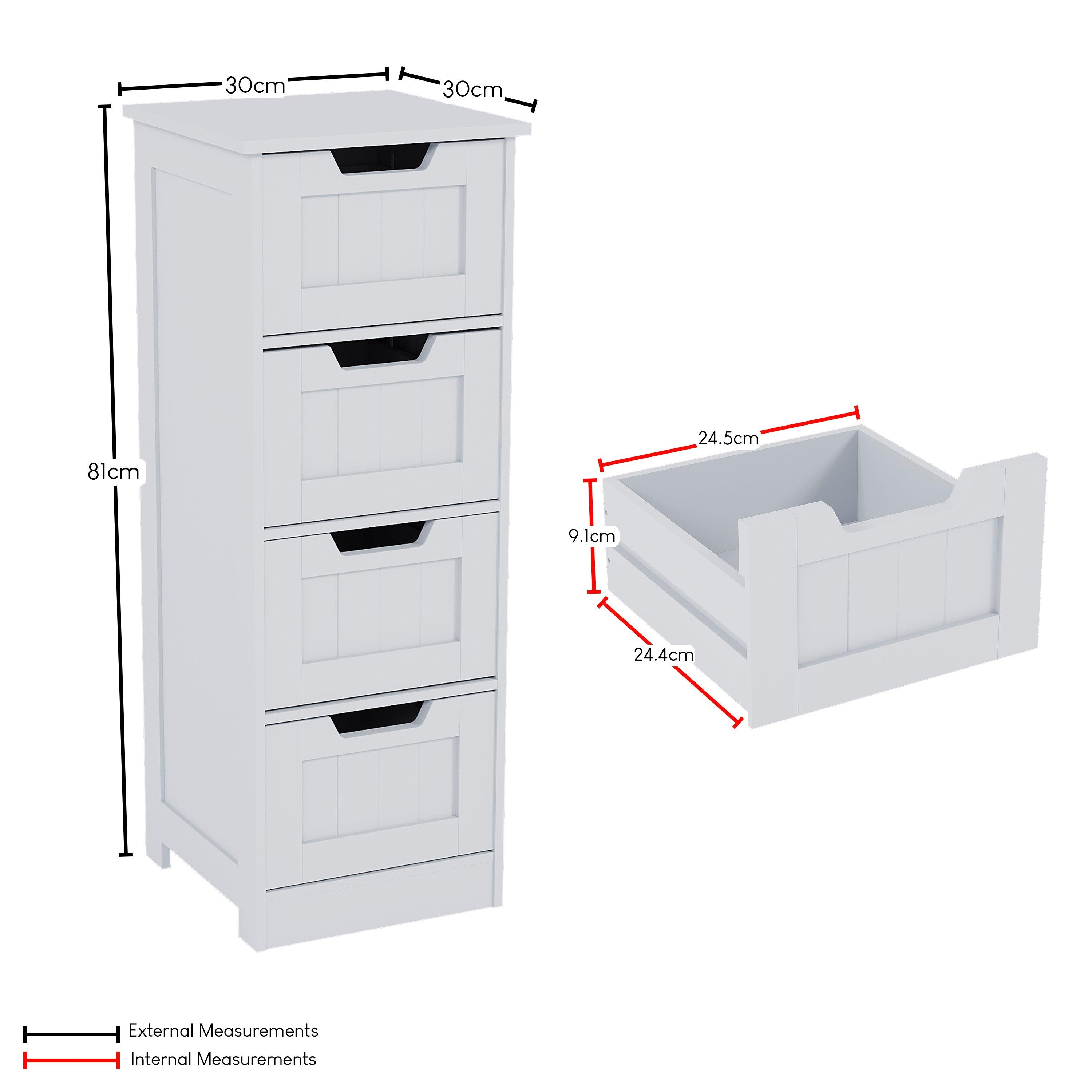 White - Lassic - Bath Vida Priano 4 Drawer Freestanding Unit - 2