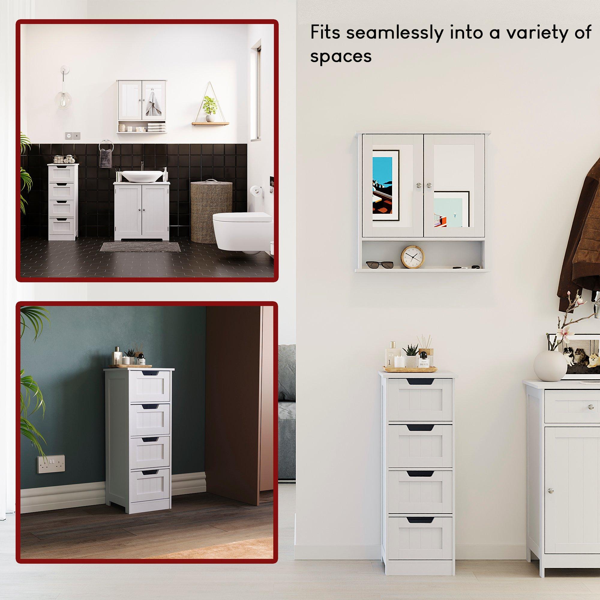 White - Lassic - Bath Vida Priano 4 Drawer Freestanding Unit - 3
