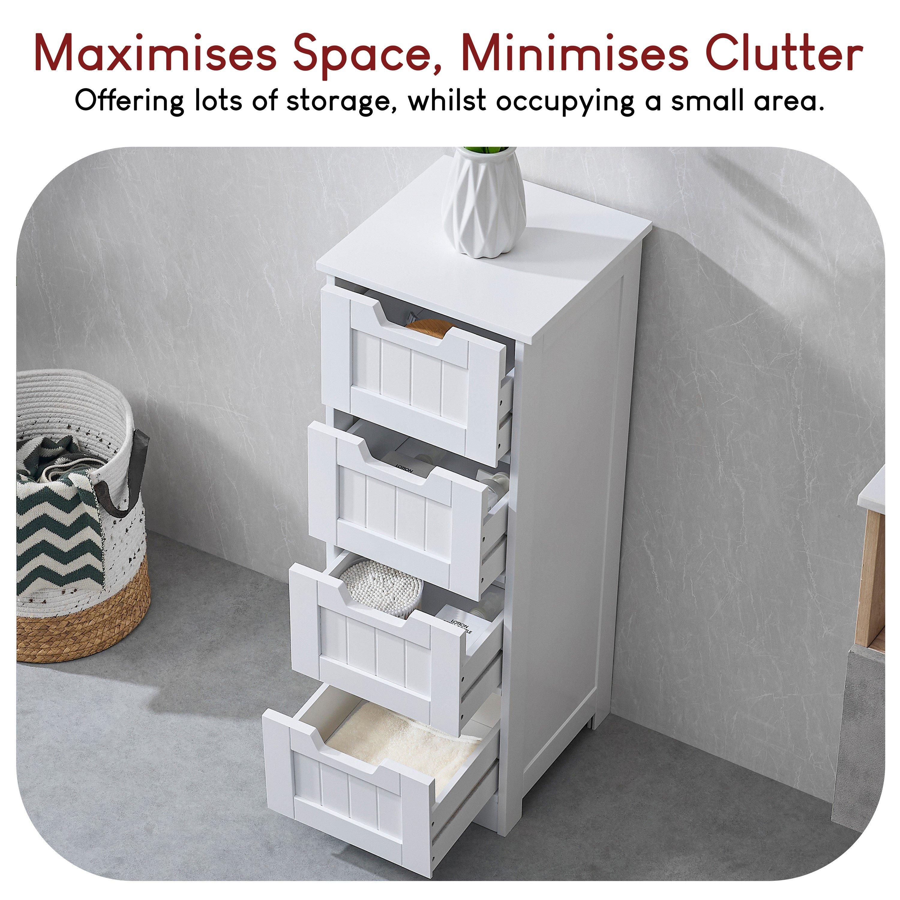 White - Lassic - Bath Vida Priano 4 Drawer Freestanding Unit - 4