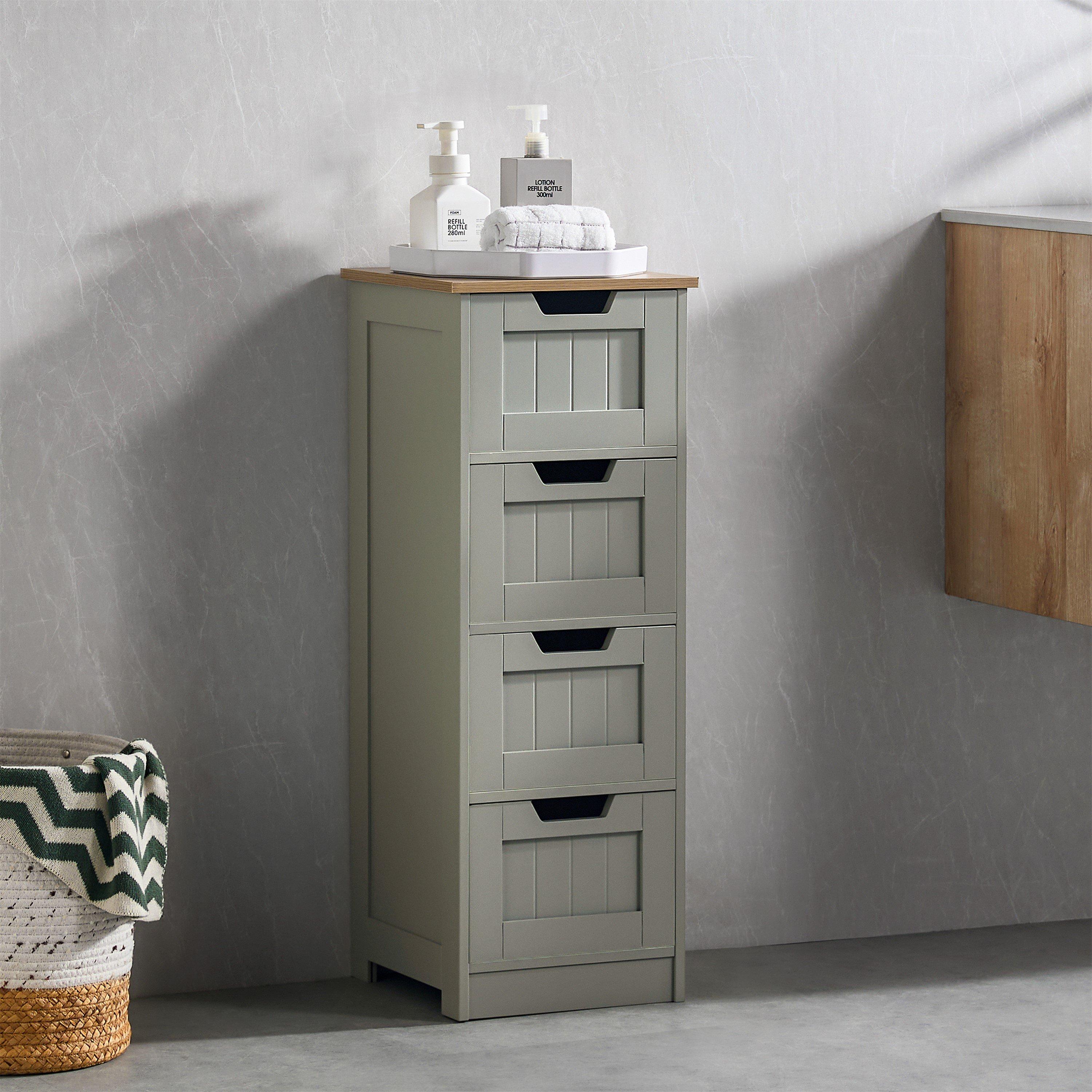 Grey - Lassic - Bath Vida Priano 4 Drawer Freestanding Unit - 1