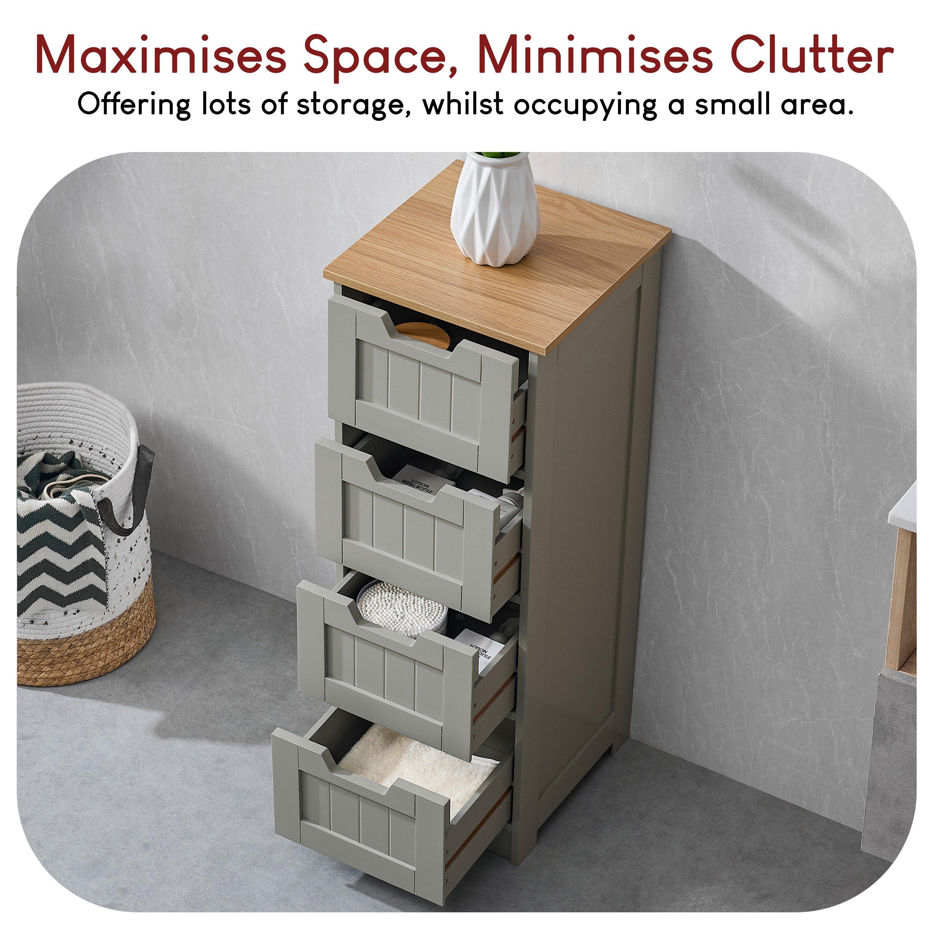 Grey - Lassic - Bath Vida Priano 4 Drawer Freestanding Unit - 4