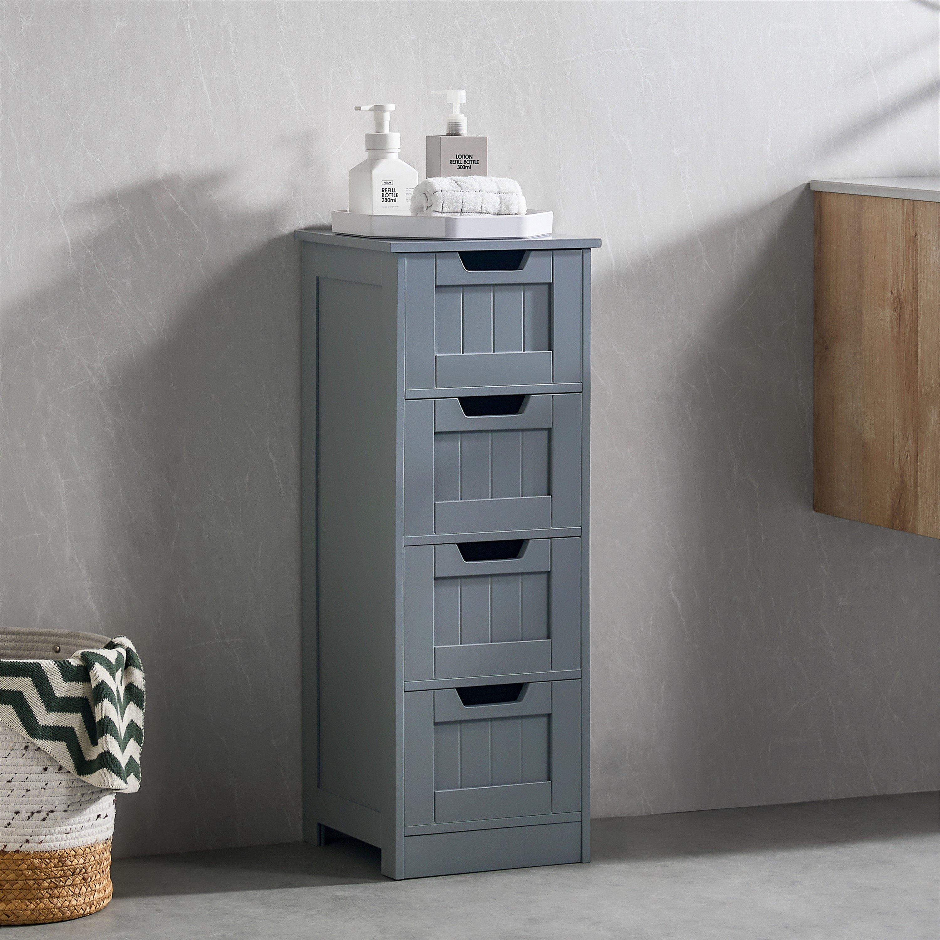 Lassic  Bath Vida Priano 4 Drawer Freestanding Unit - Grey - 4 Drawer