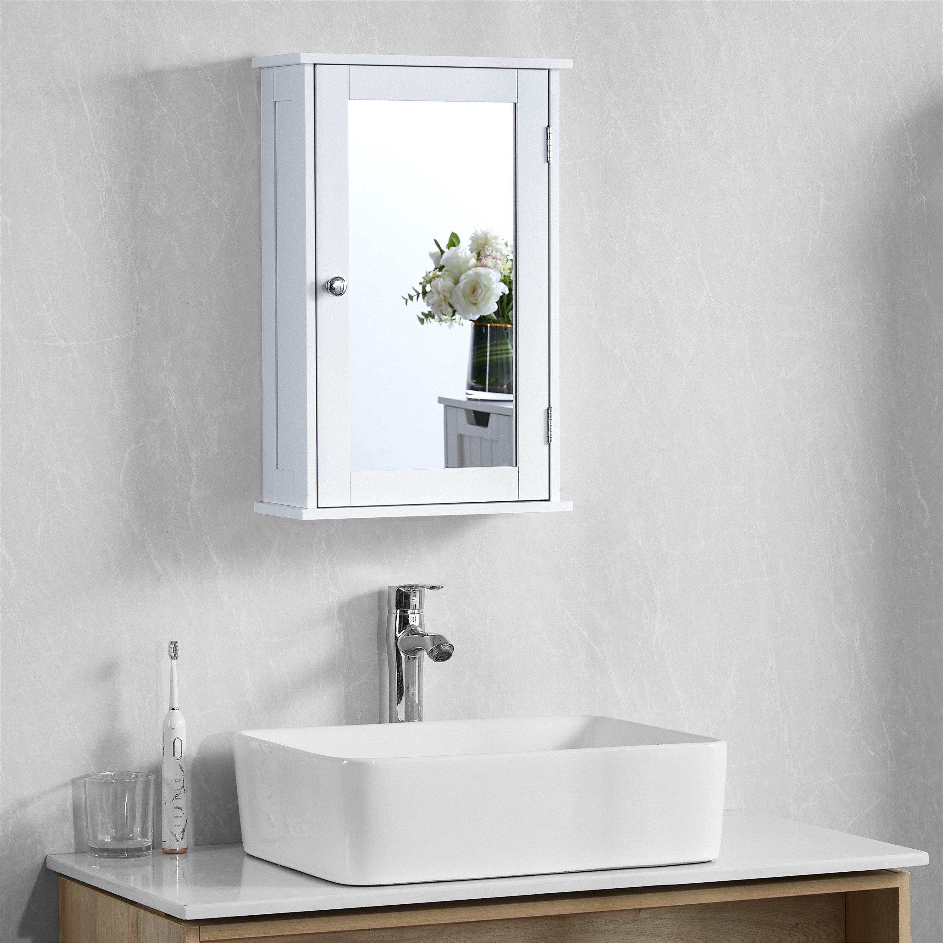 White - Lassic - Bath Vida Priano 1 Door Mirrored Wall Cabinet - 1