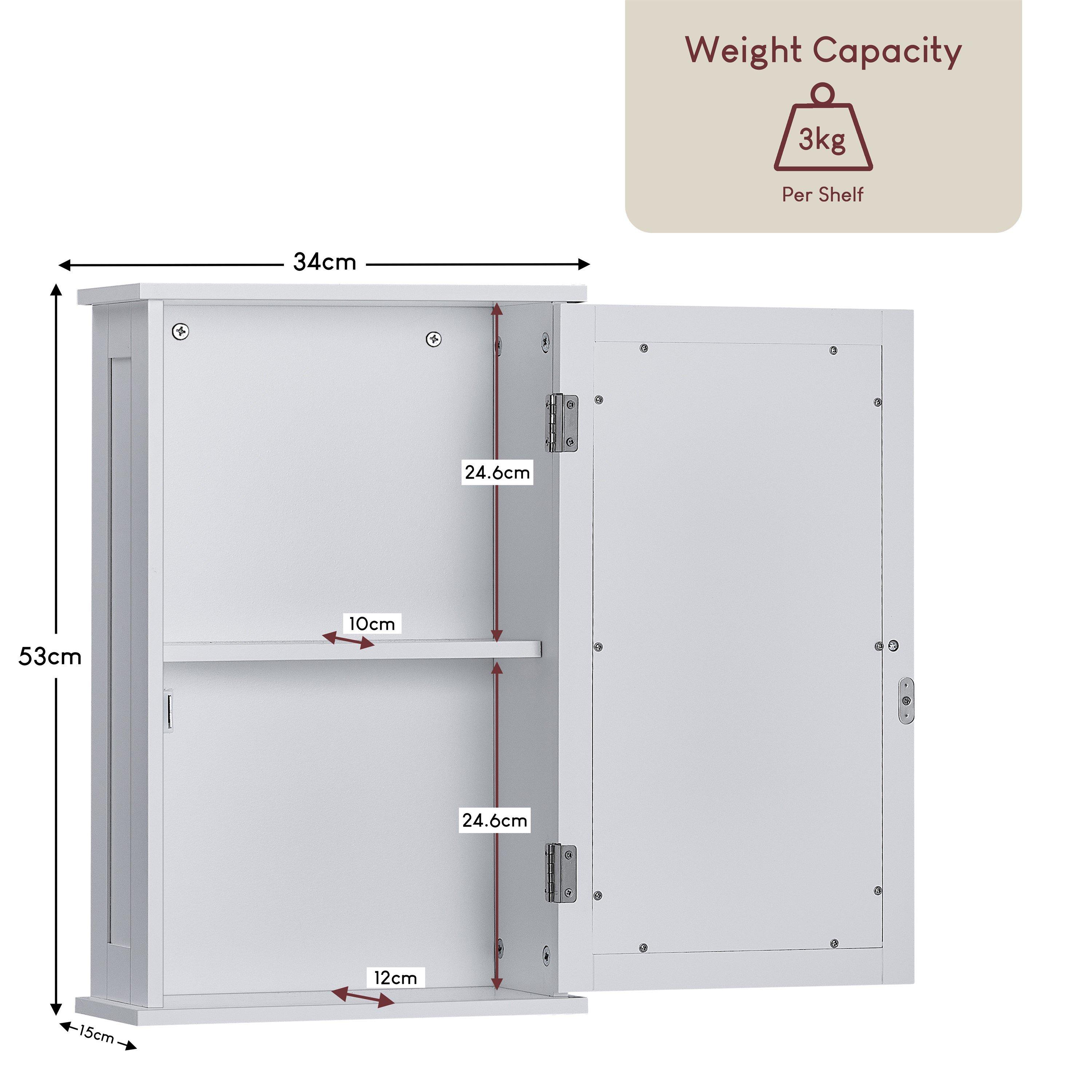 White - Lassic - Bath Vida Priano 1 Door Mirrored Wall Cabinet - 2