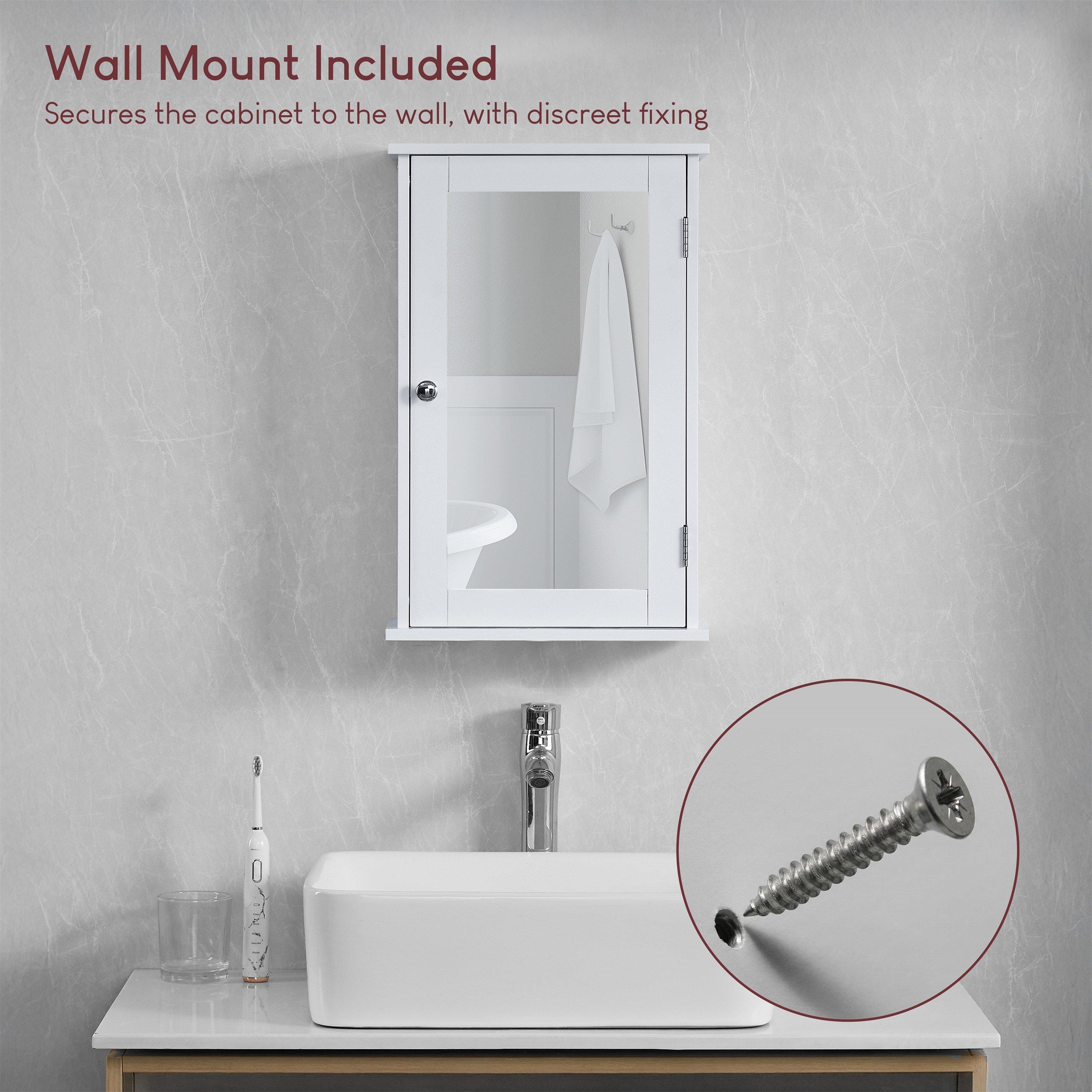 White - Lassic - Bath Vida Priano 1 Door Mirrored Wall Cabinet - 4