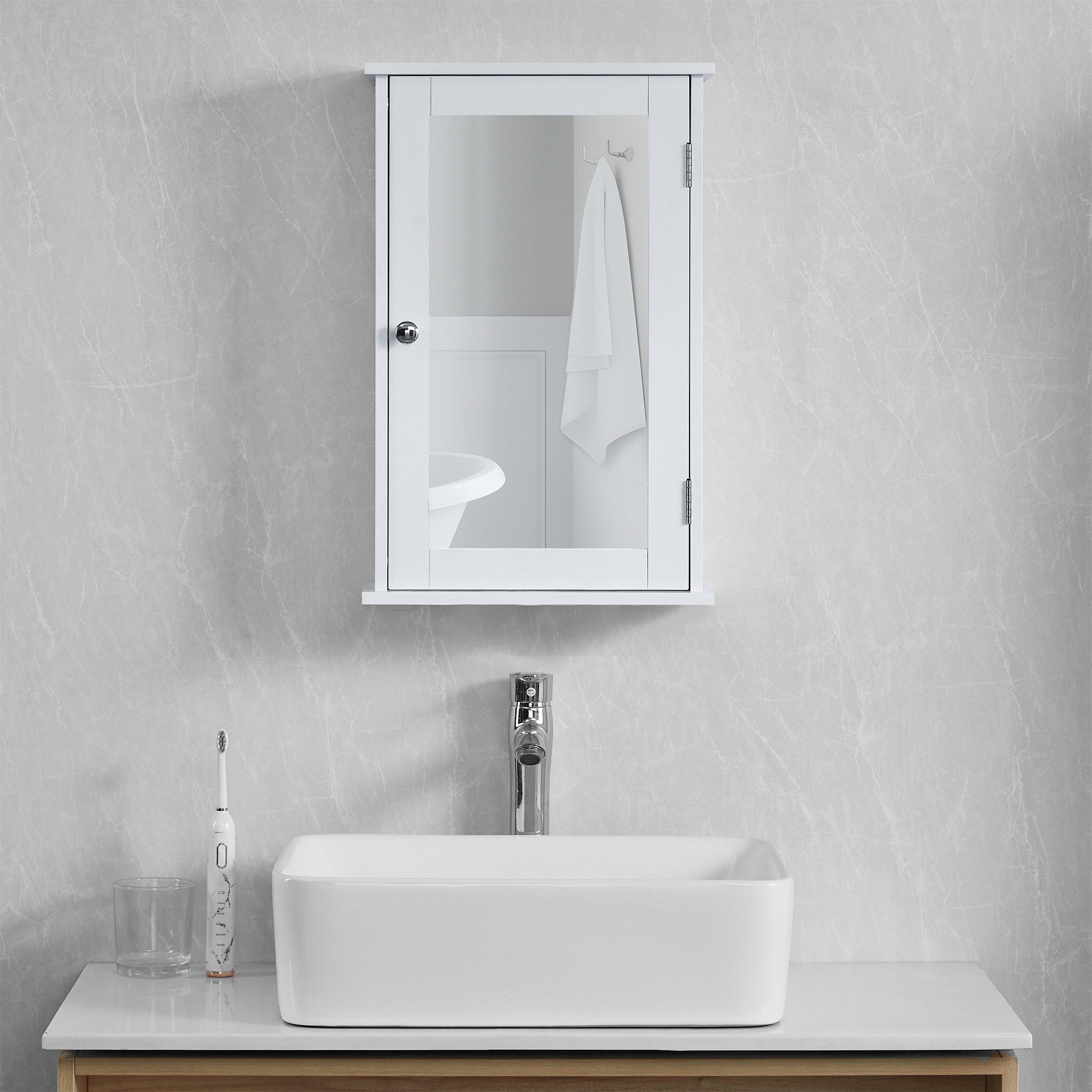 White - Lassic - Bath Vida Priano 1 Door Mirrored Wall Cabinet - 5