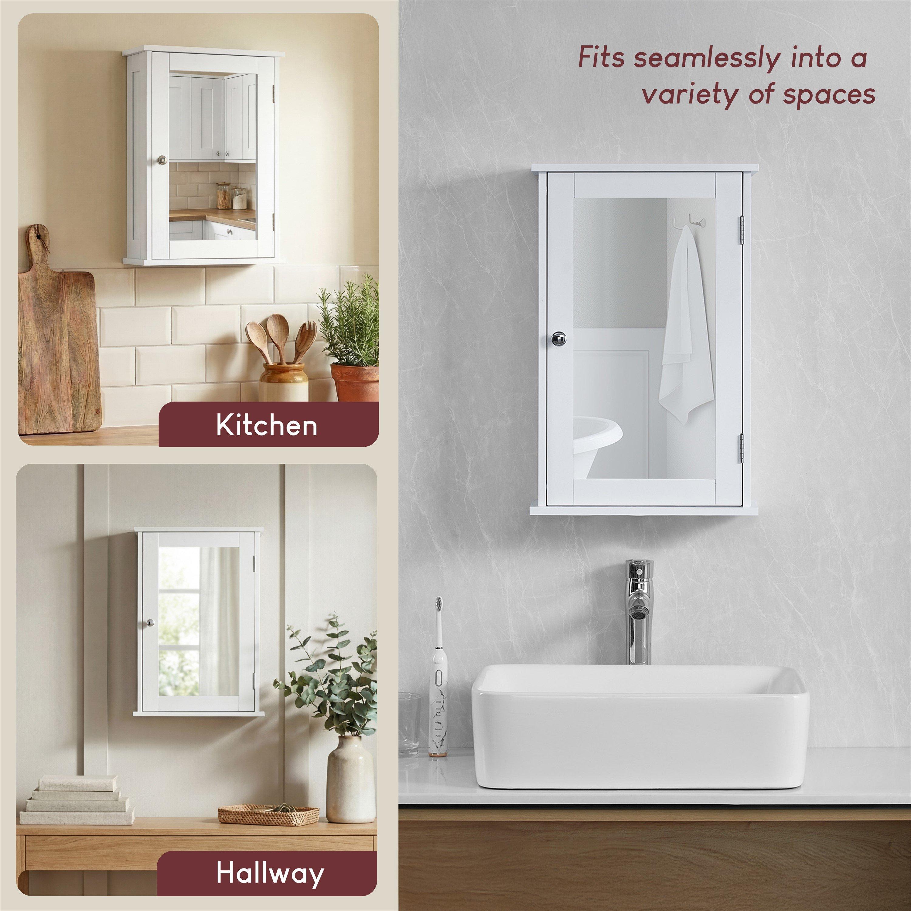 White - Lassic - Bath Vida Priano 1 Door Mirrored Wall Cabinet - 6