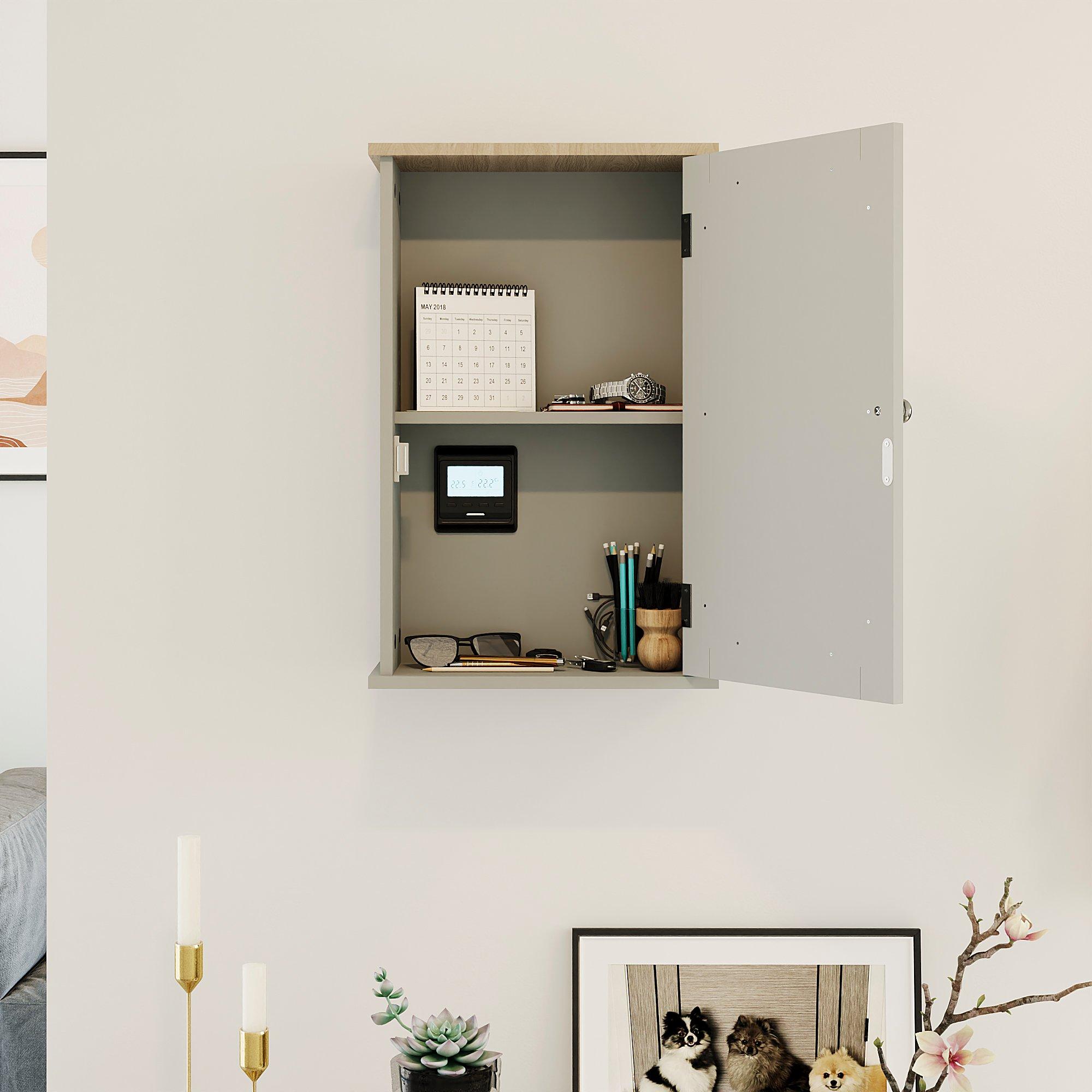 Grey - Lassic - Bath Vida Priano 1 Door Mirrored Wall Cabinet - 5