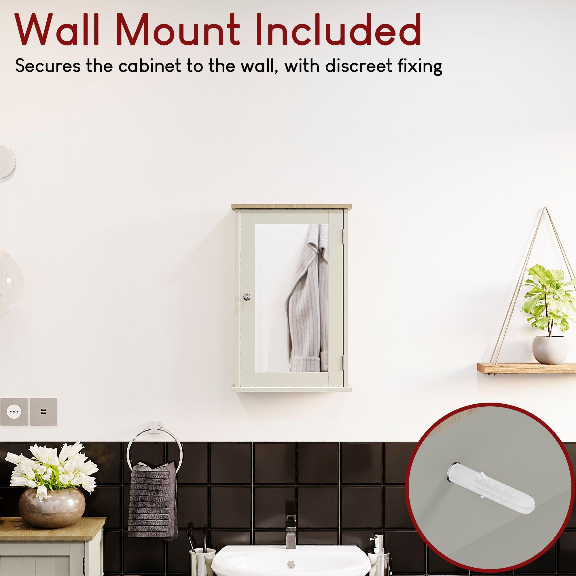 Grey - Lassic - Bath Vida Priano 1 Door Mirrored Wall Cabinet - 6