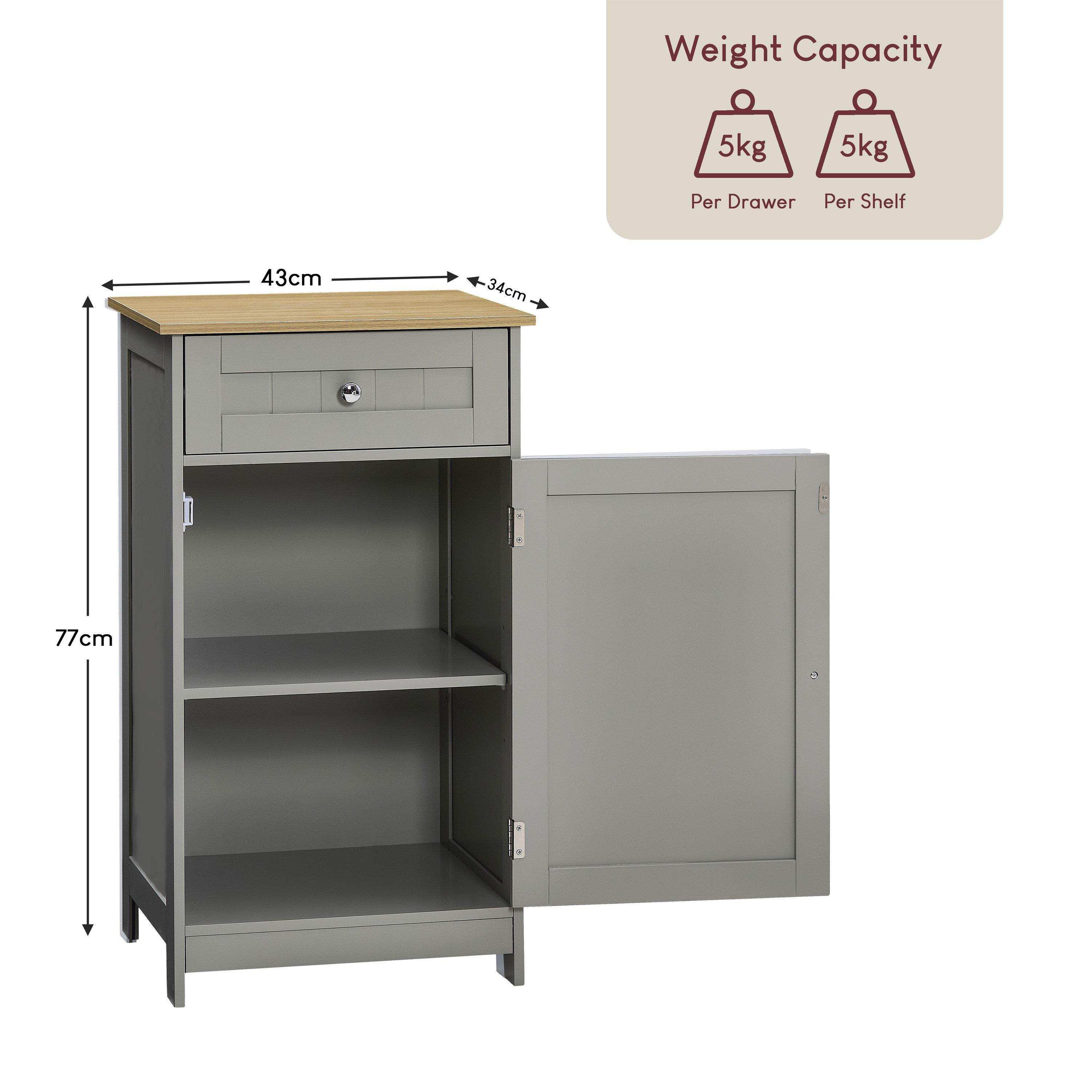 Grey - Lassic - Priano 1 Door 1 Drawer Freestanding Cabinet - 2