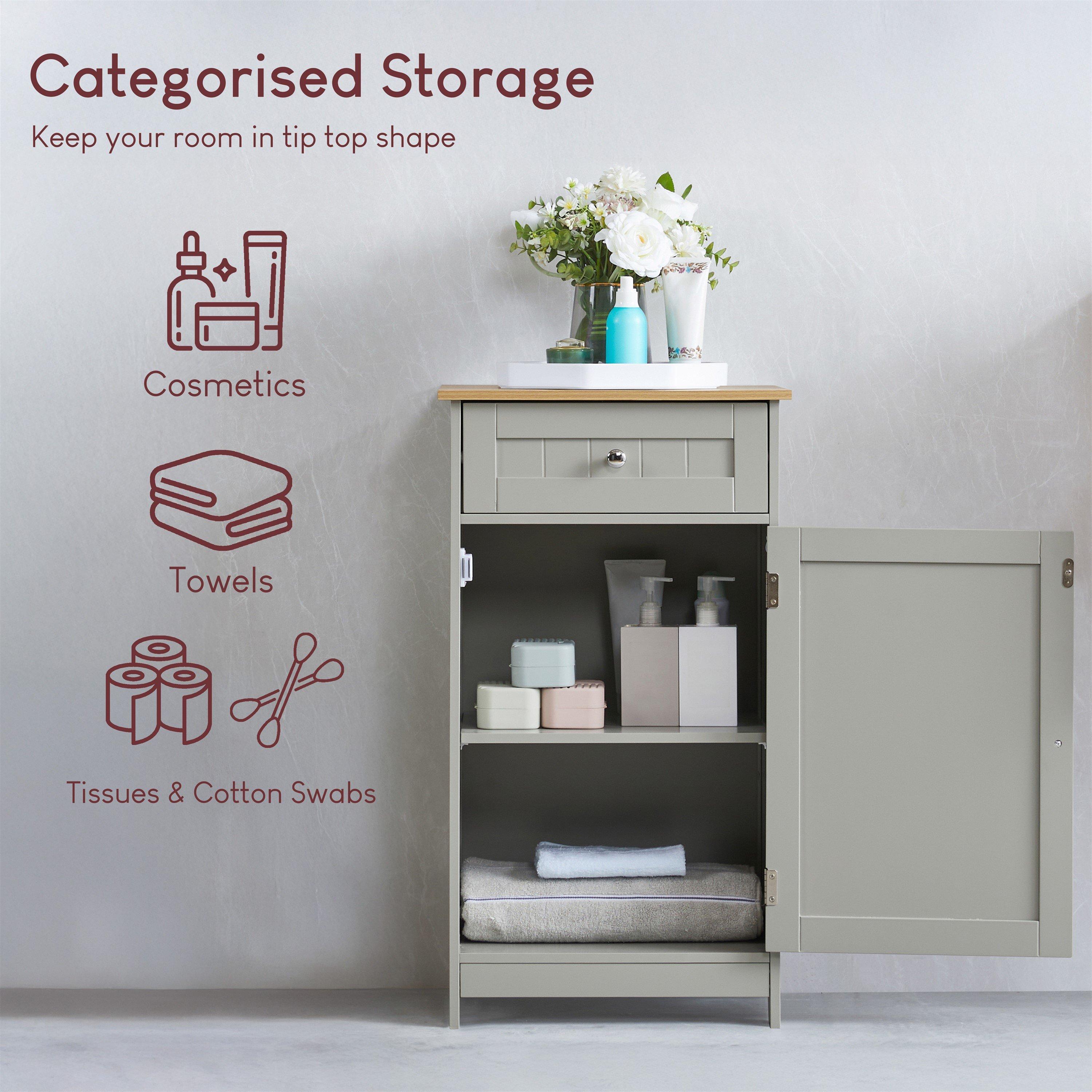 Grey - Lassic - Priano 1 Door 1 Drawer Freestanding Cabinet - 3