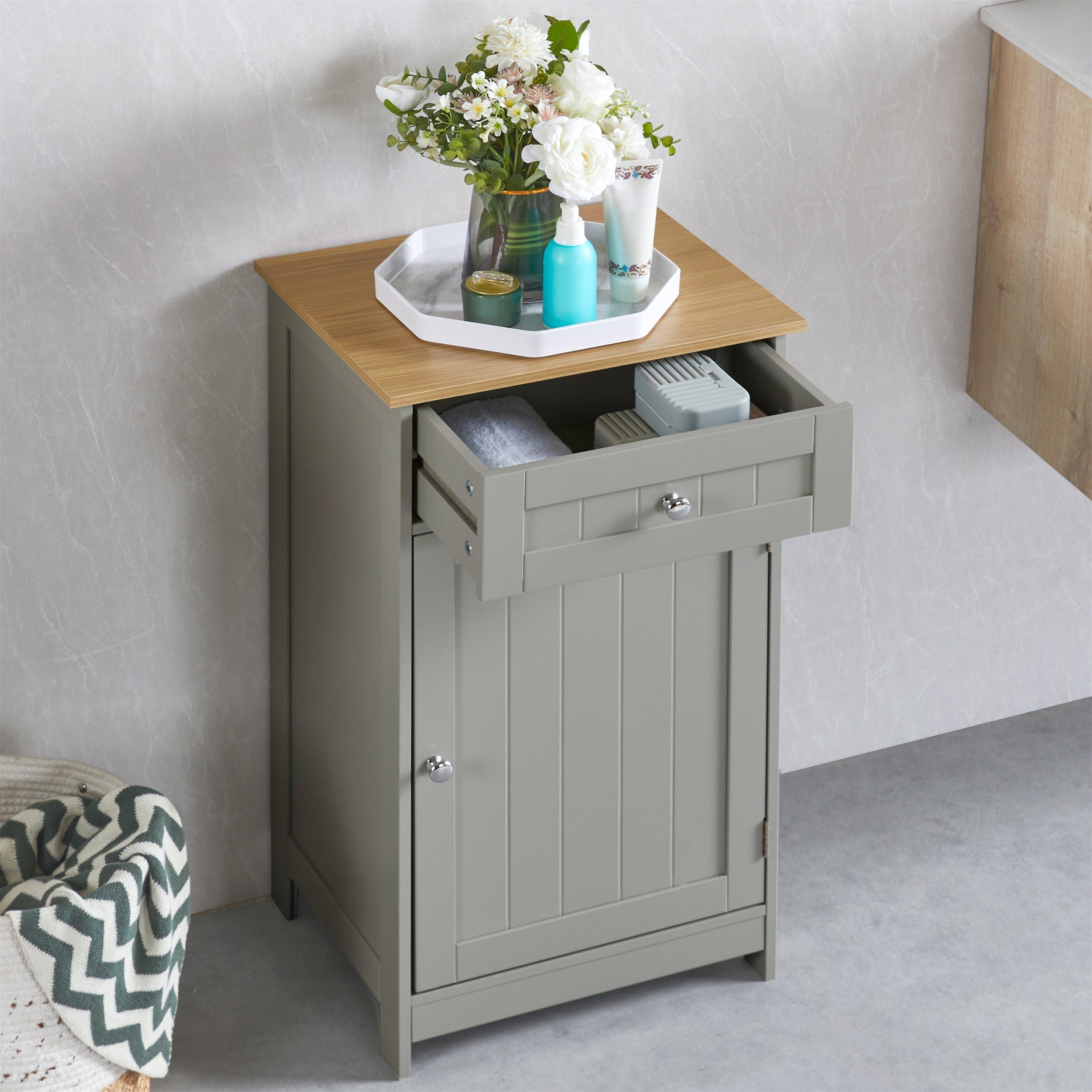 Grey - Lassic - Priano 1 Door 1 Drawer Freestanding Cabinet - 4