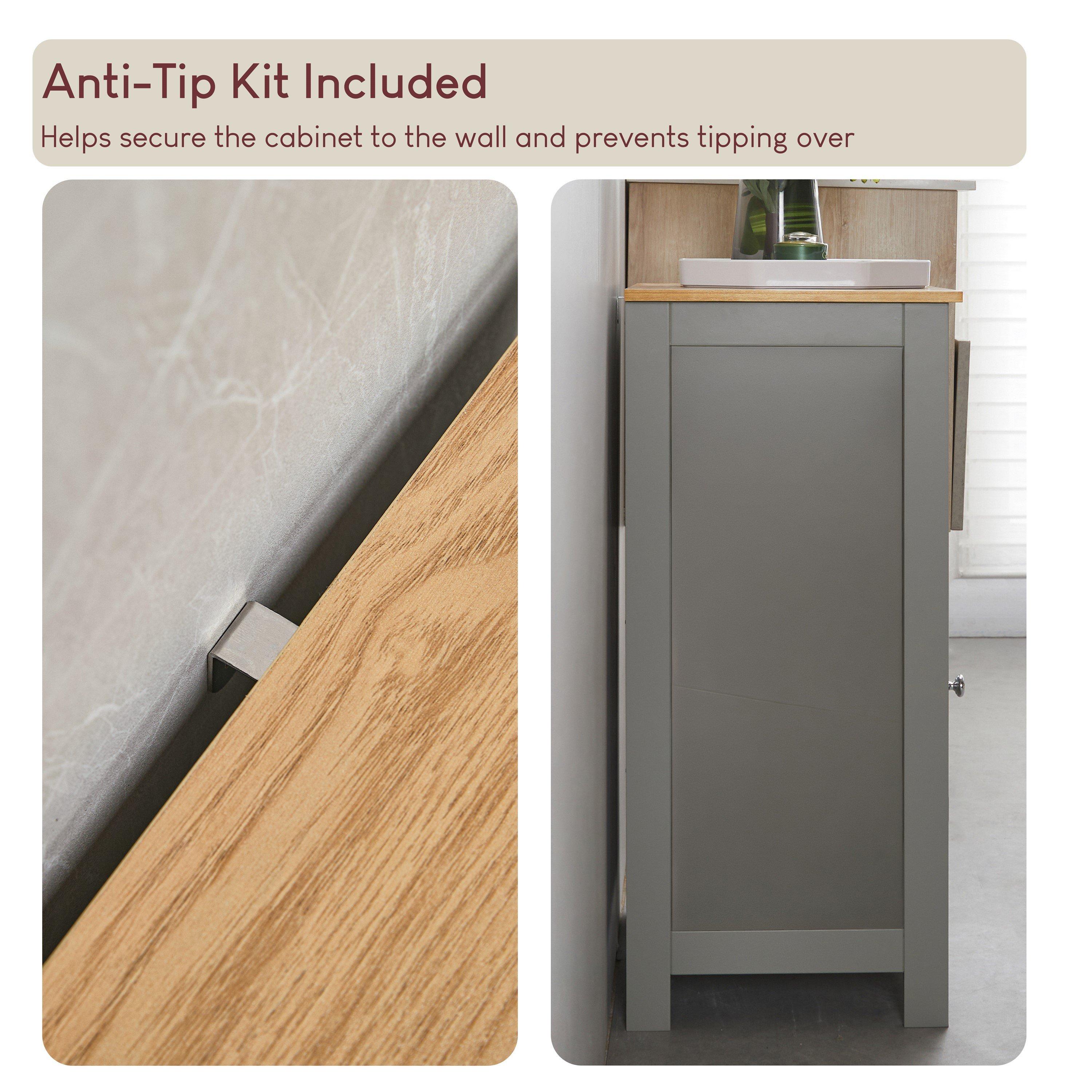 Grey - Lassic - Priano 1 Door 1 Drawer Freestanding Cabinet - 6