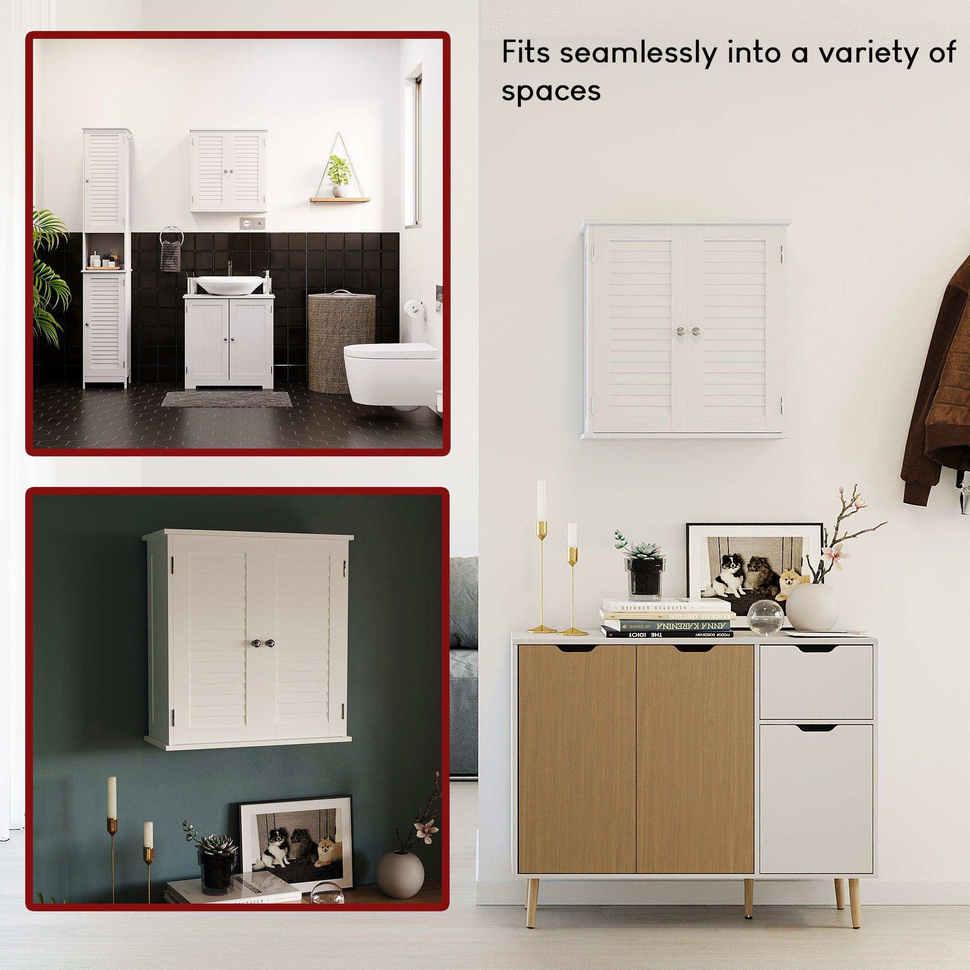 White - Lassic - Bath Vida Liano 2 Door Wall Cabinet White - 3