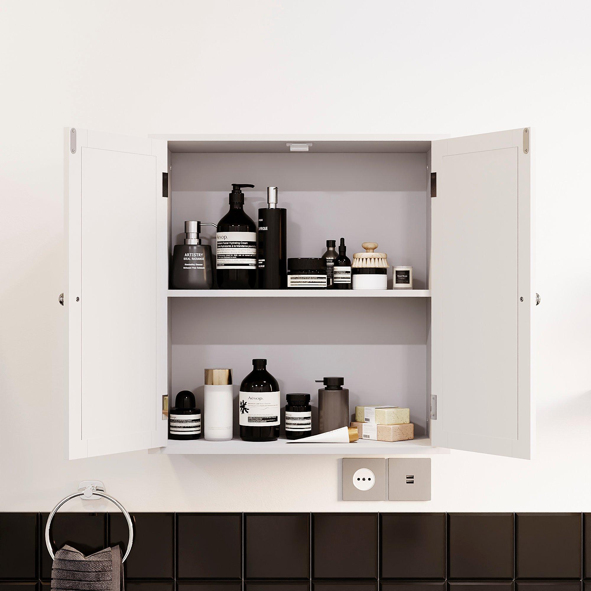 White - Lassic - Bath Vida Liano 2 Door Wall Cabinet White - 4