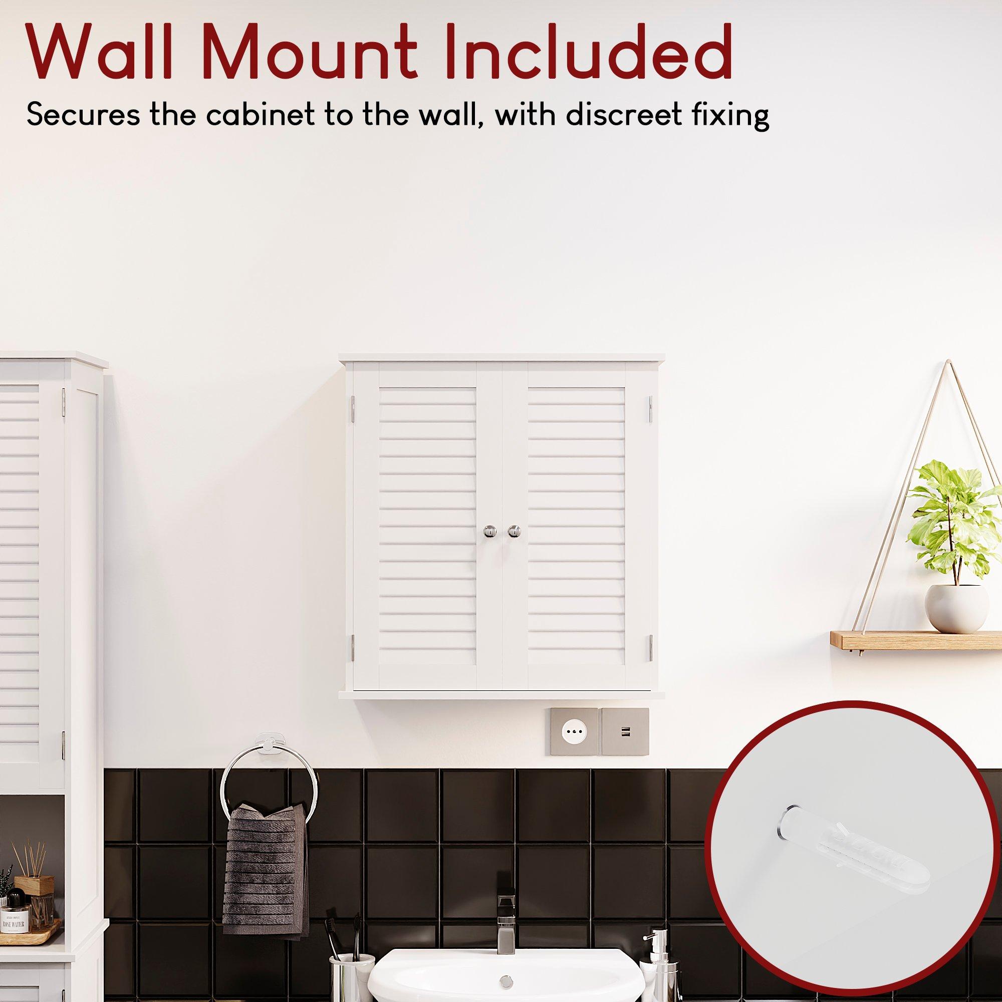 White - Lassic - Bath Vida Liano 2 Door Wall Cabinet White - 6