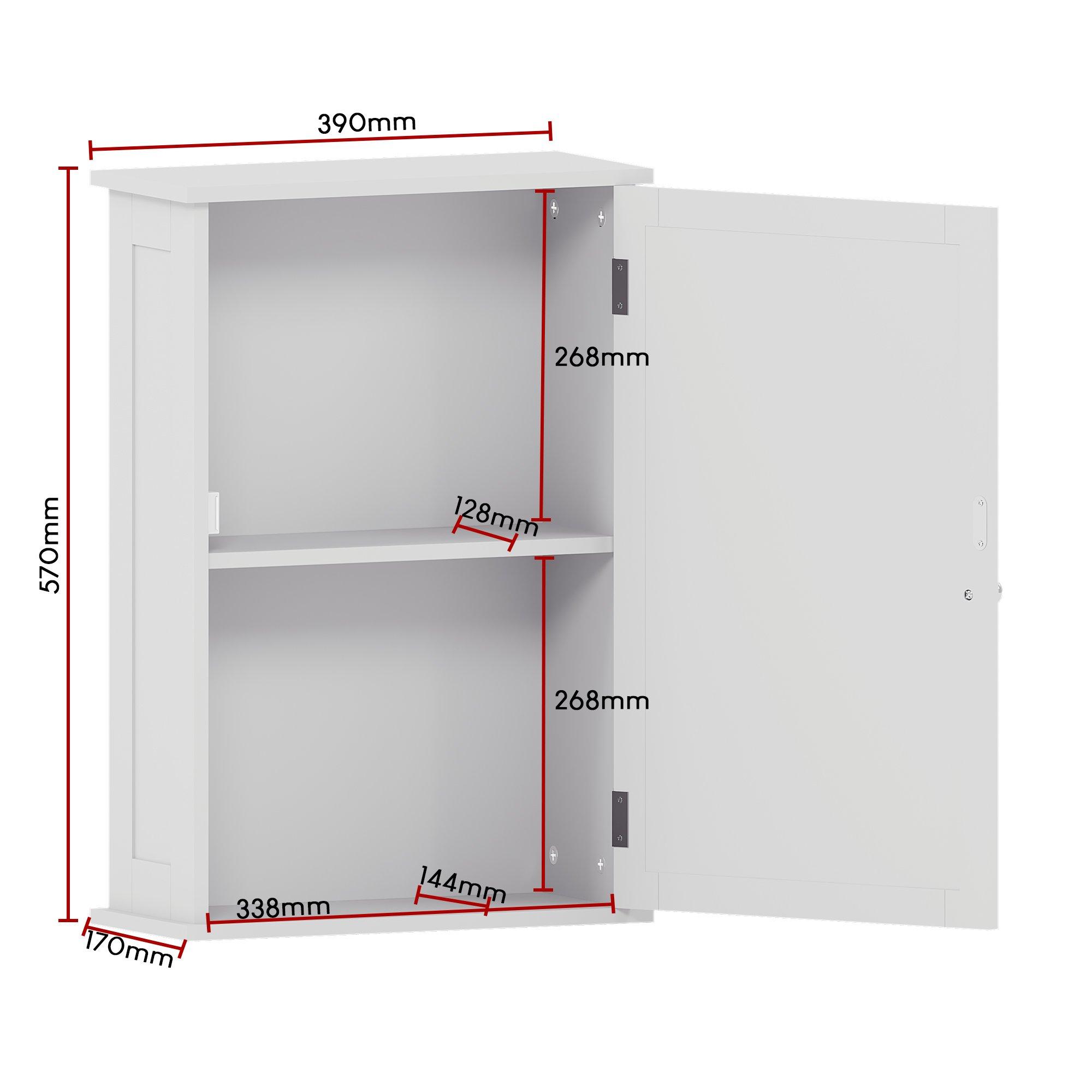 White - Lassic - Bath Vida Liano 1 Door Wall Cabinet - 2