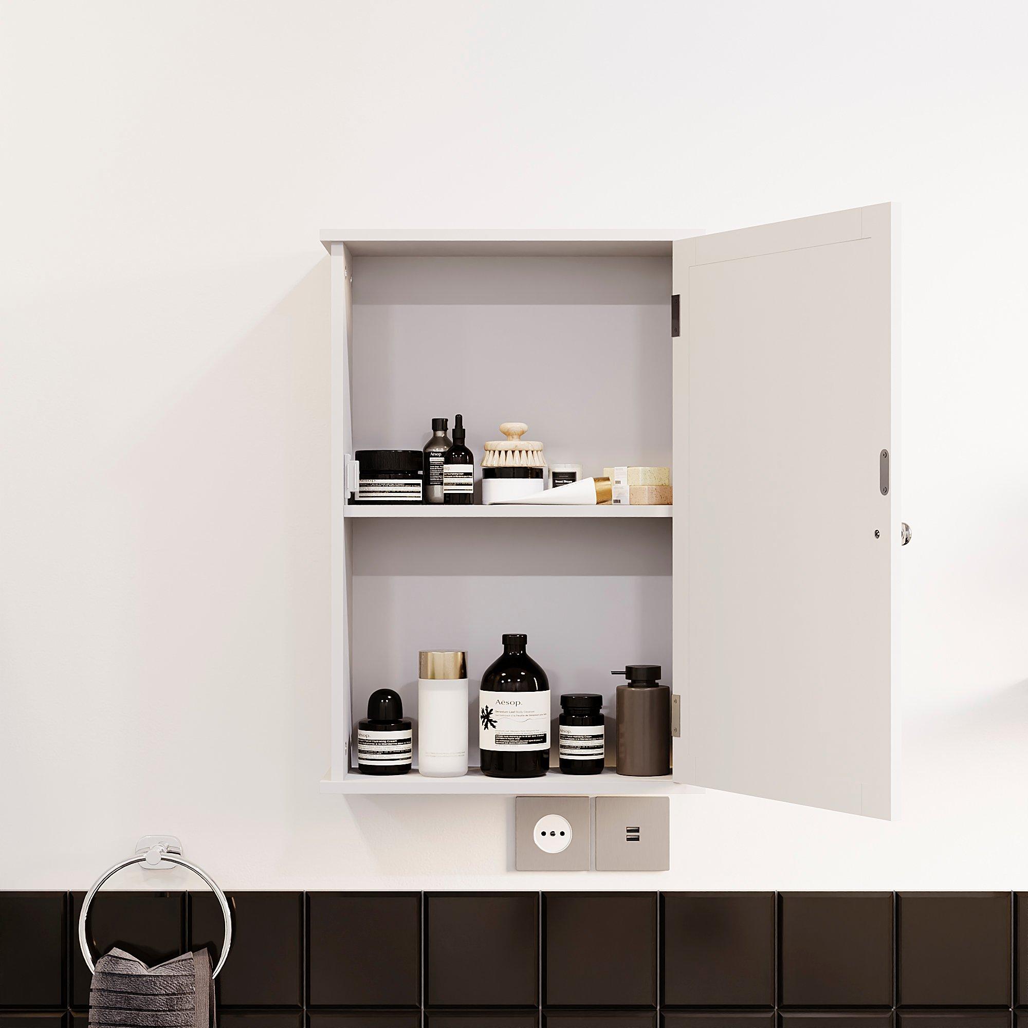 White - Lassic - Bath Vida Liano 1 Door Wall Cabinet - 4