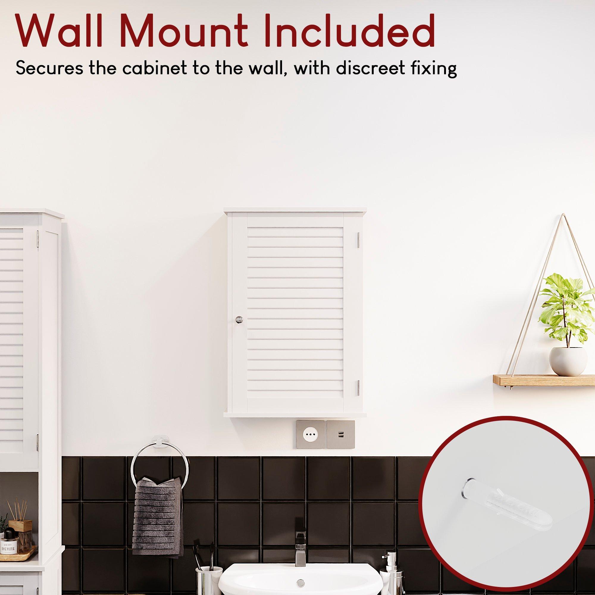 White - Lassic - Bath Vida Liano 1 Door Wall Cabinet - 6