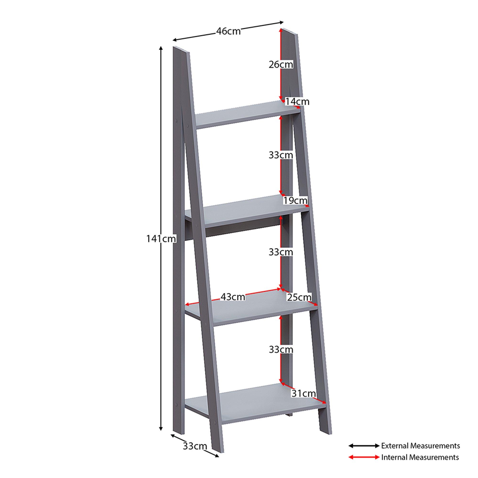 Grey - Lassic - Vida Designs Bristol 4 Tier Step Ladder Bookcase - 2