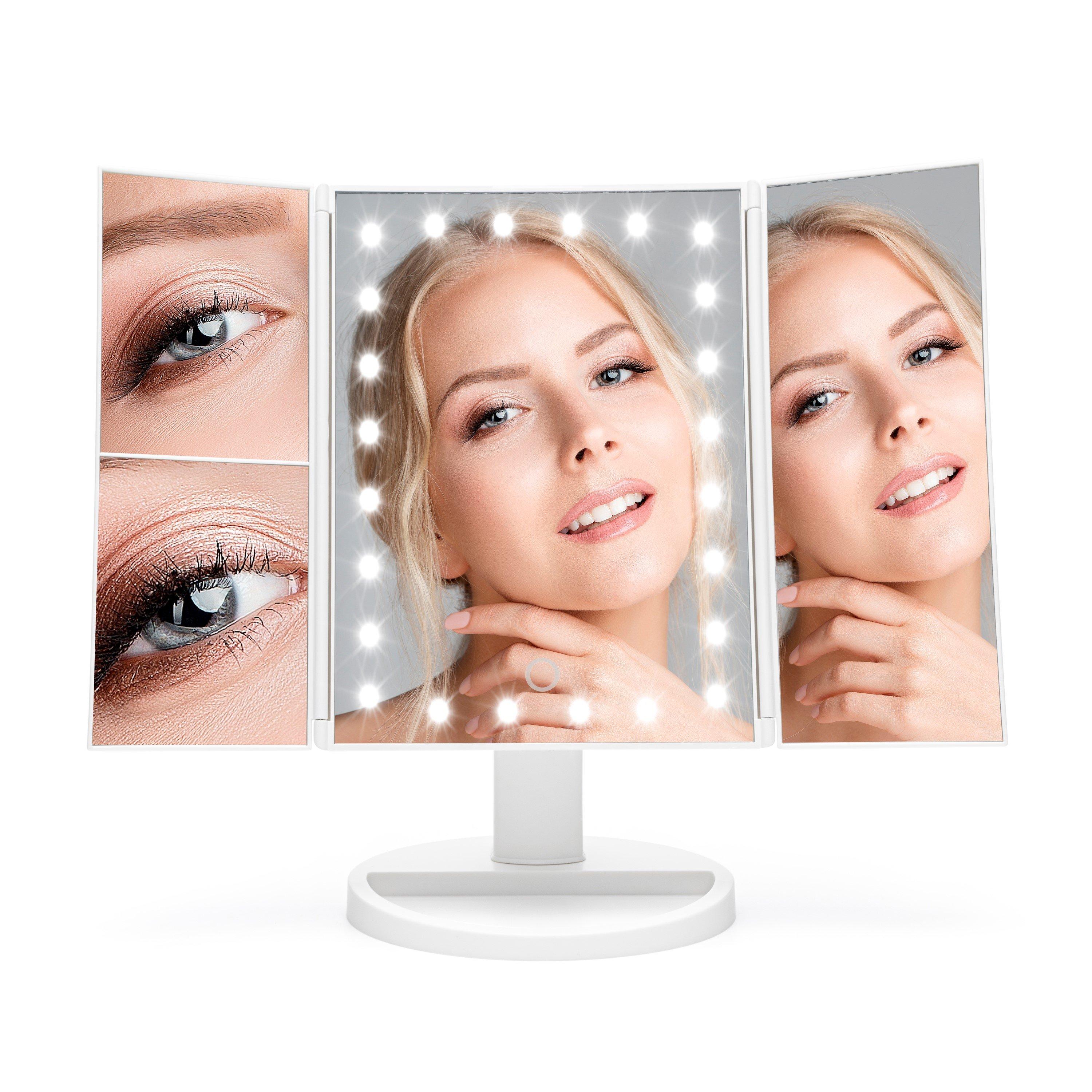 White - Rio - Rio 24 LED Touch Dimmable 3 Way Makeup Mirror with - 3