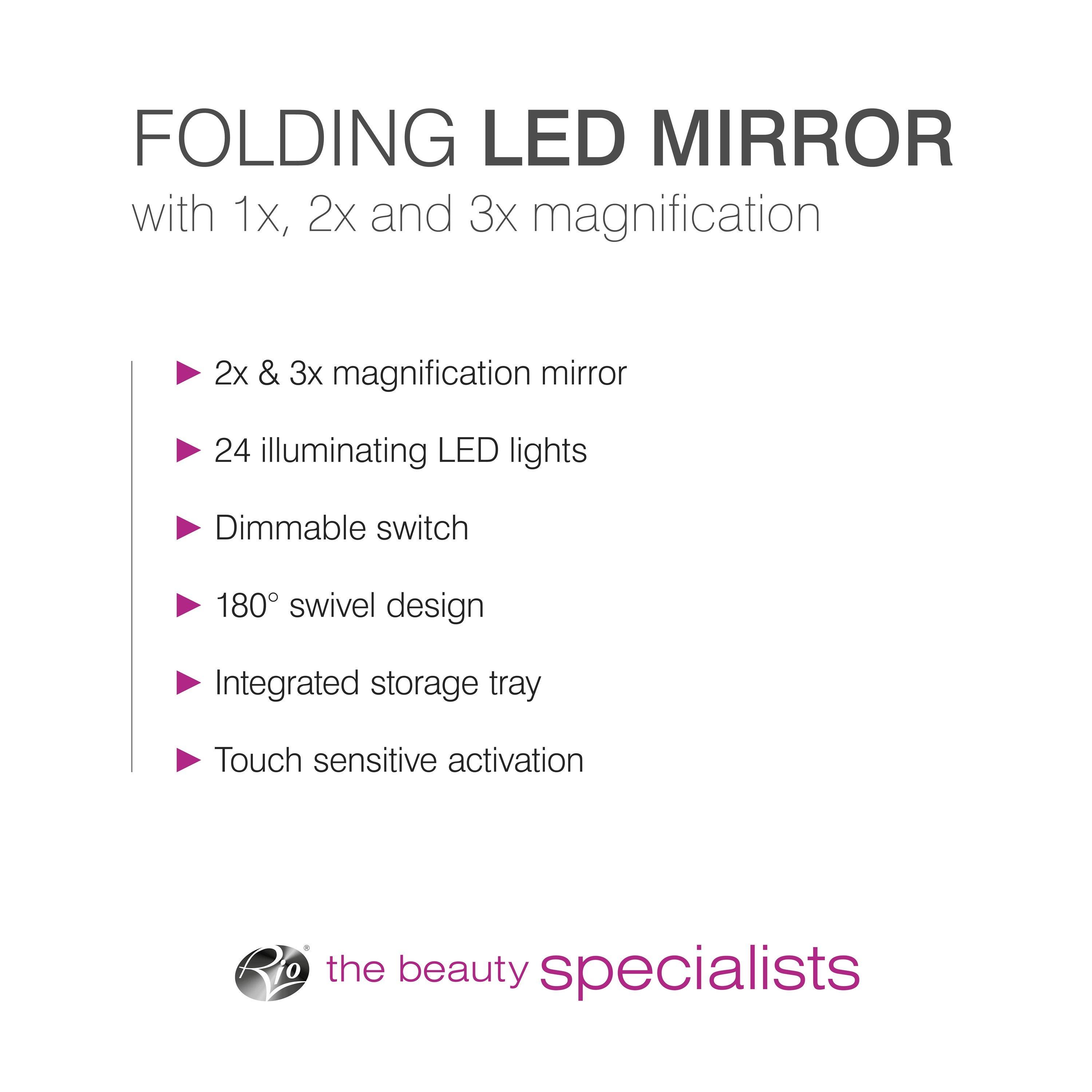 White - Rio - Rio 24 LED Touch Dimmable 3 Way Makeup Mirror with - 6