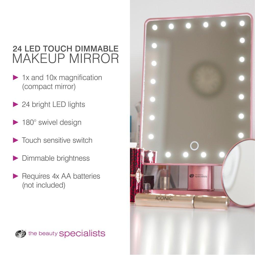 Rose Gold - Rio - Rio Rose Gold 24 LED Makeup Mirror with mini remov - 7