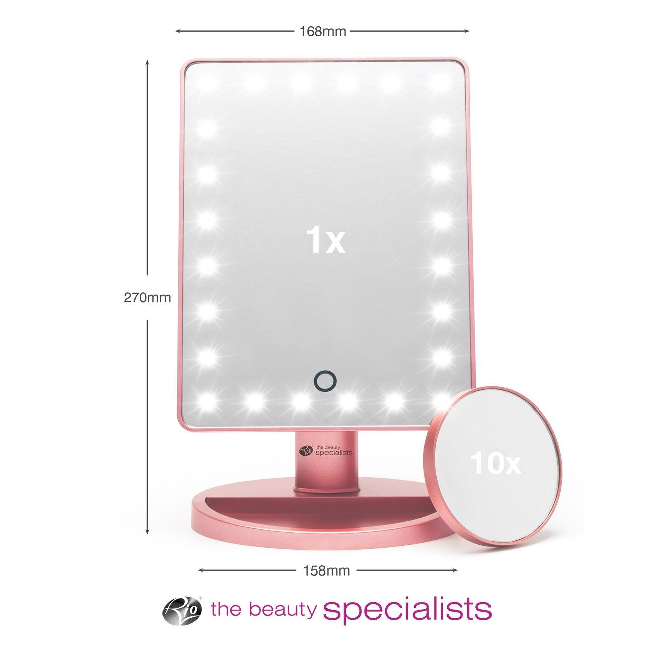 Rose Gold - Rio - Rio Rose Gold 24 LED Makeup Mirror with mini remov - 8