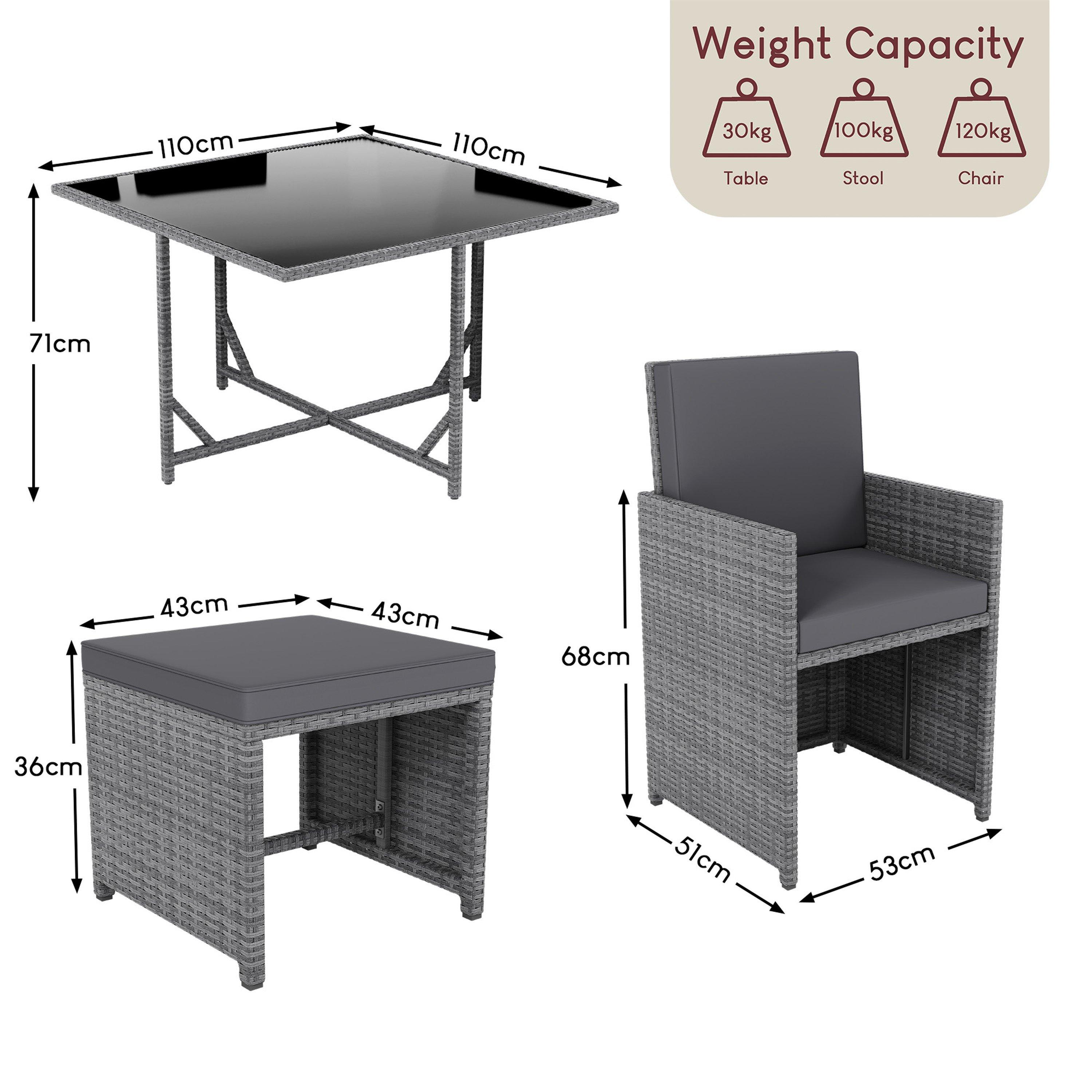 Grey - Lassic - Garden Vida Cuba 8 Seater Rattan Set - 2