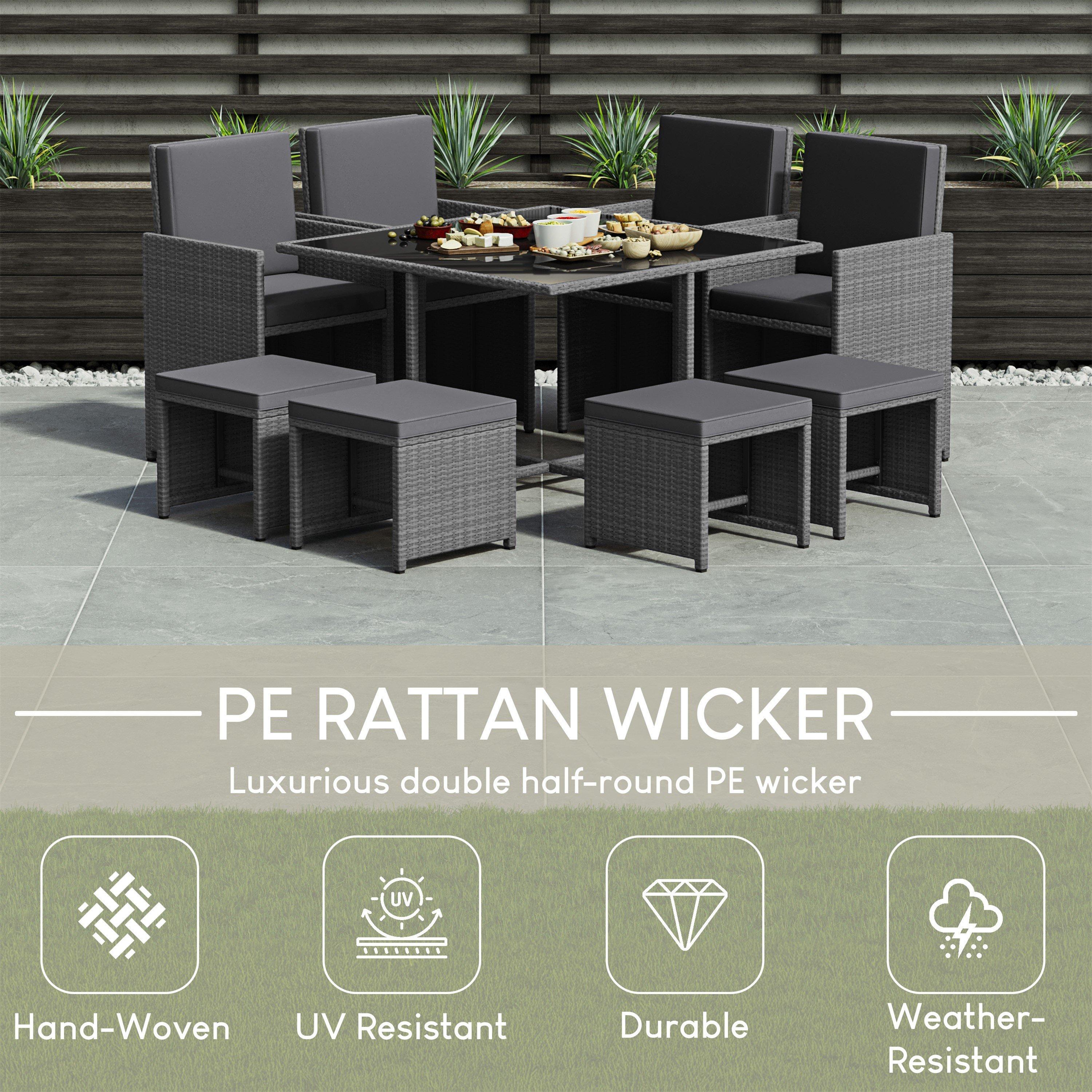 Grey - Lassic - Garden Vida Cuba 8 Seater Rattan Set - 3