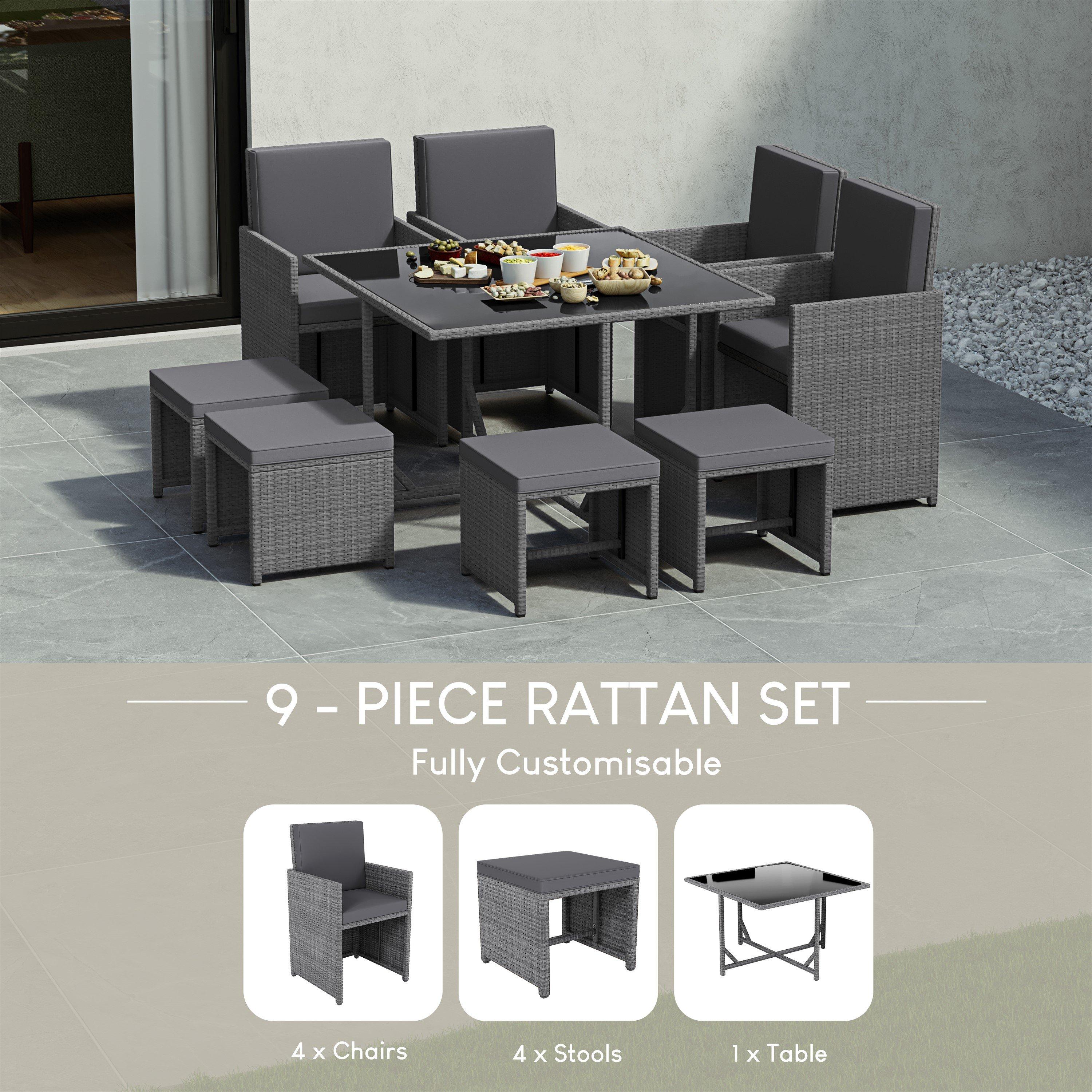 Grey - Lassic - Garden Vida Cuba 8 Seater Rattan Set - 4