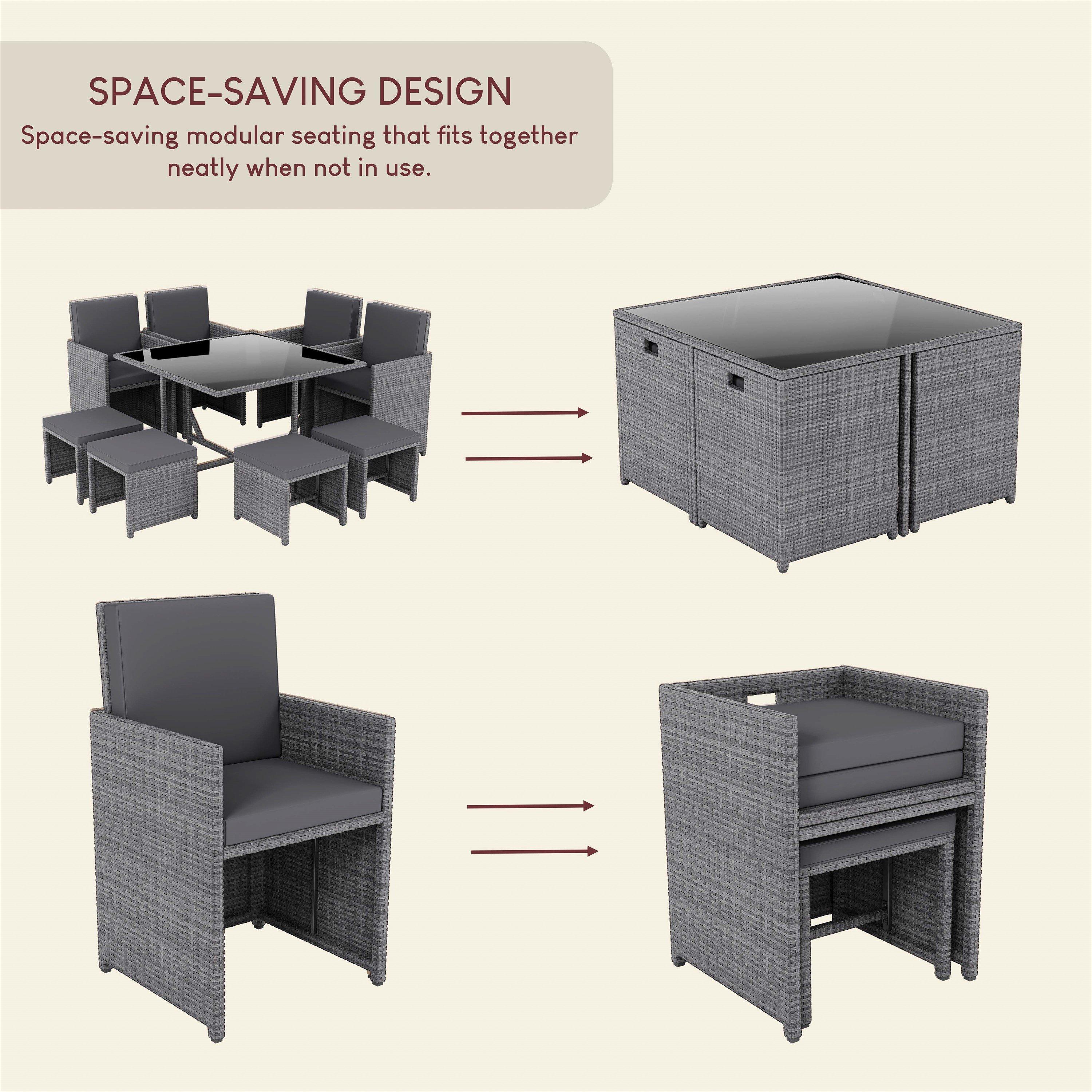 Grey - Lassic - Garden Vida Cuba 8 Seater Rattan Set - 5