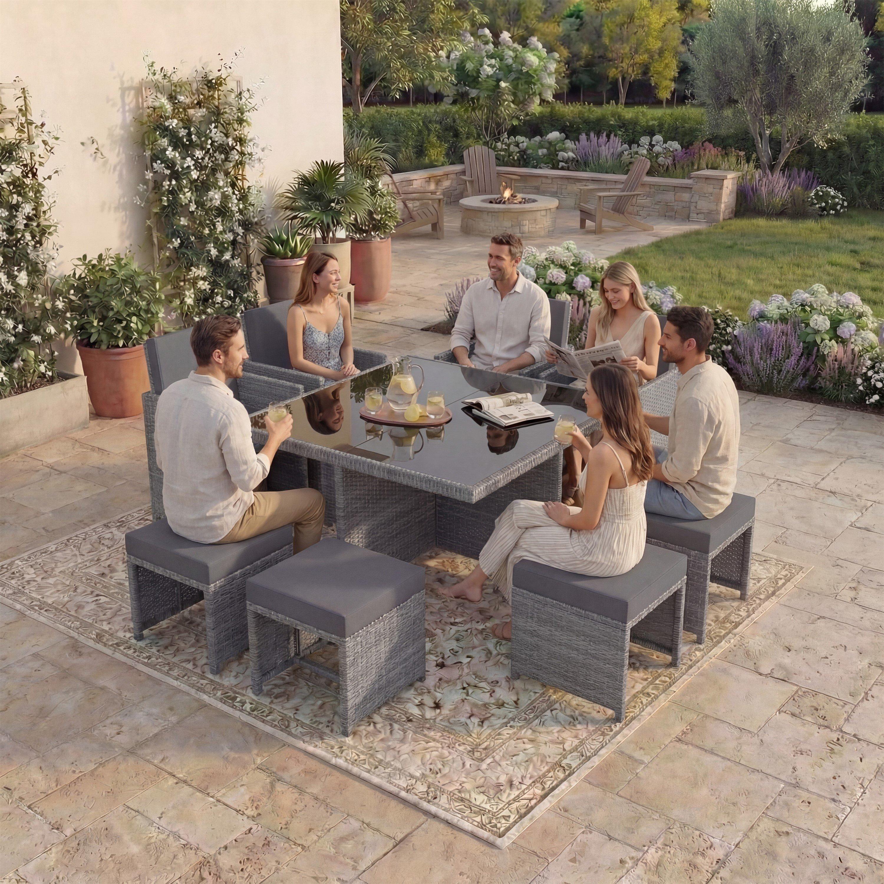 Grey - Lassic - Garden Vida Cuba 8 Seater Rattan Set - 6