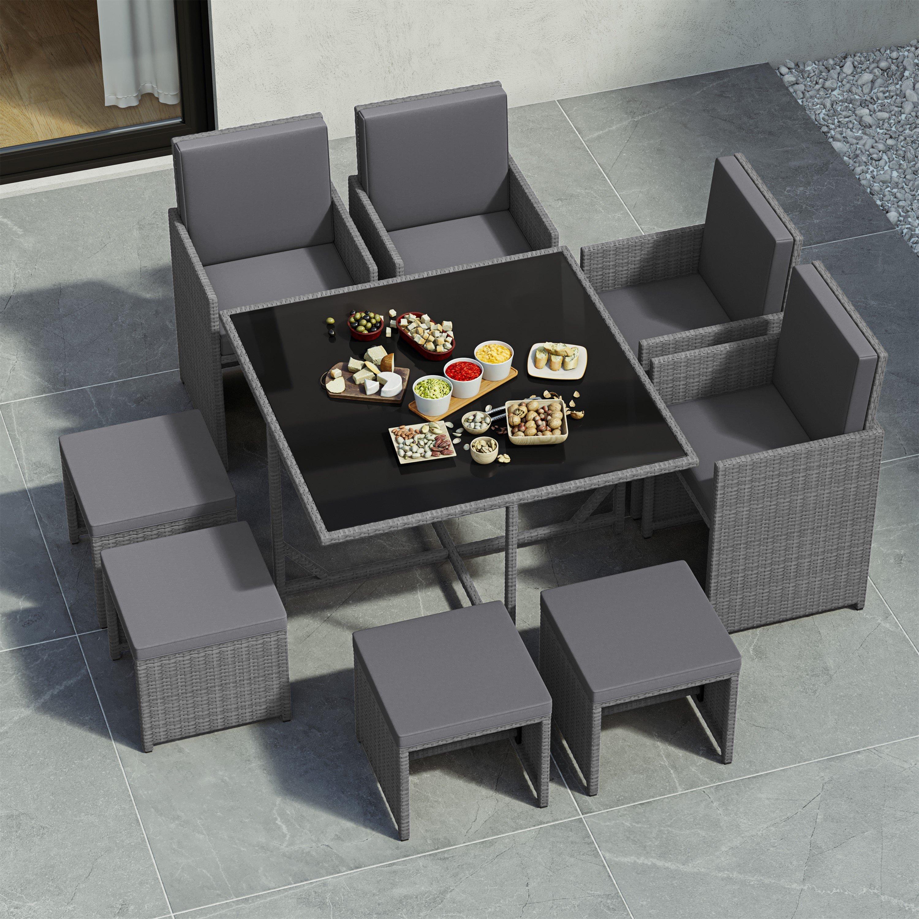 Grey - Lassic - Garden Vida Cuba 8 Seater Rattan Set - 7