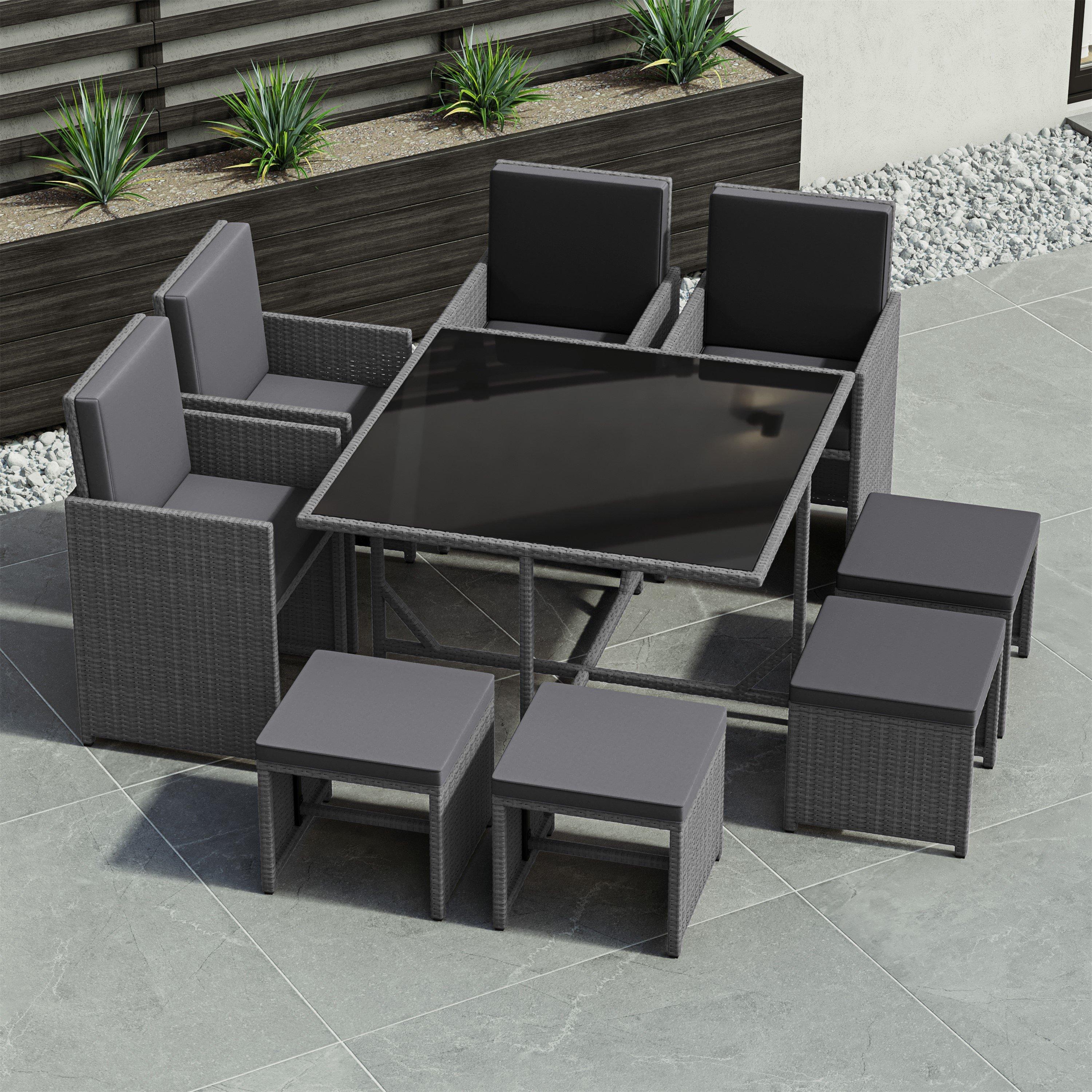Grey - Lassic - Garden Vida Cuba 8 Seater Rattan Set - 9