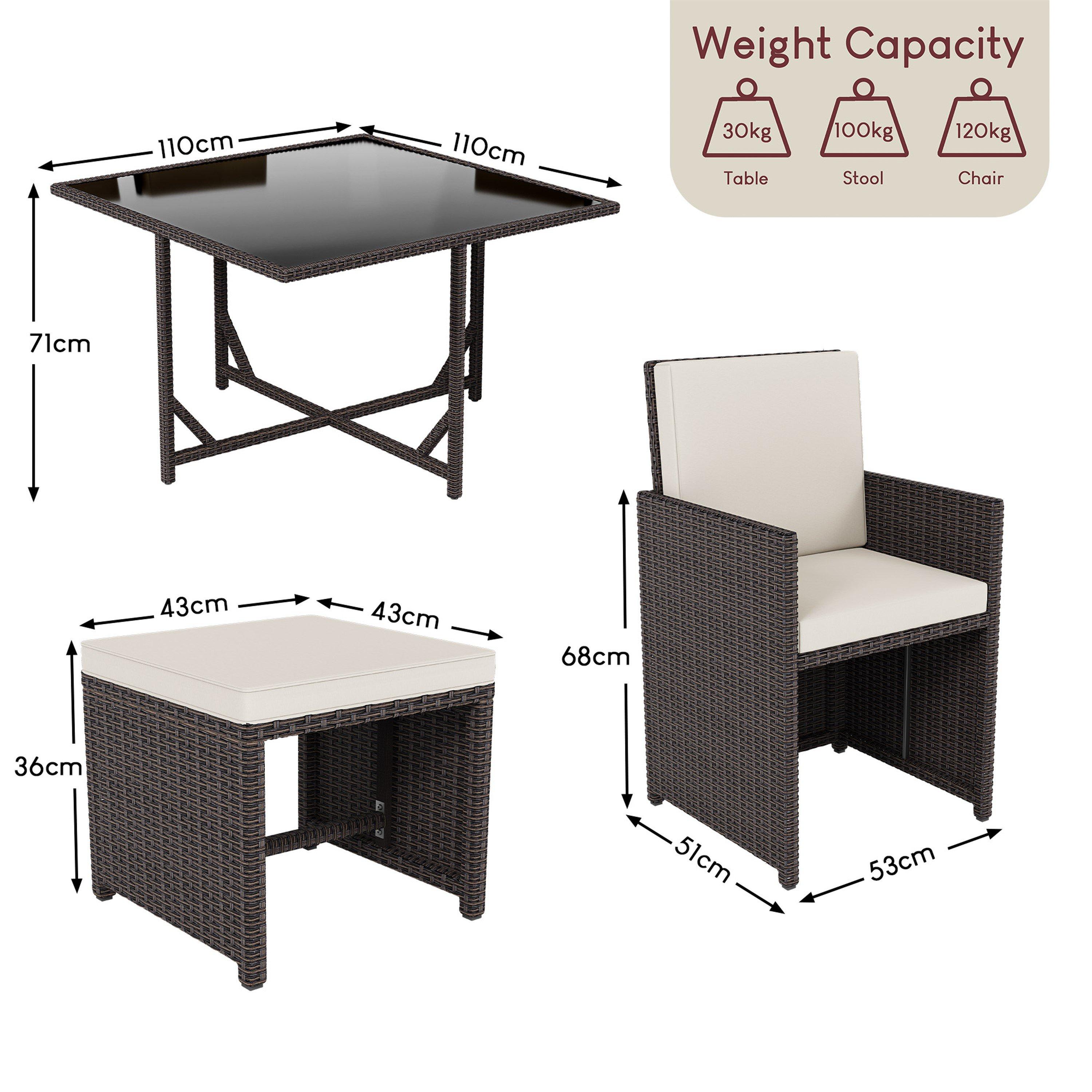 Brown - Lassic - Garden Vida Cuba 8 Seater Rattan Set - 2