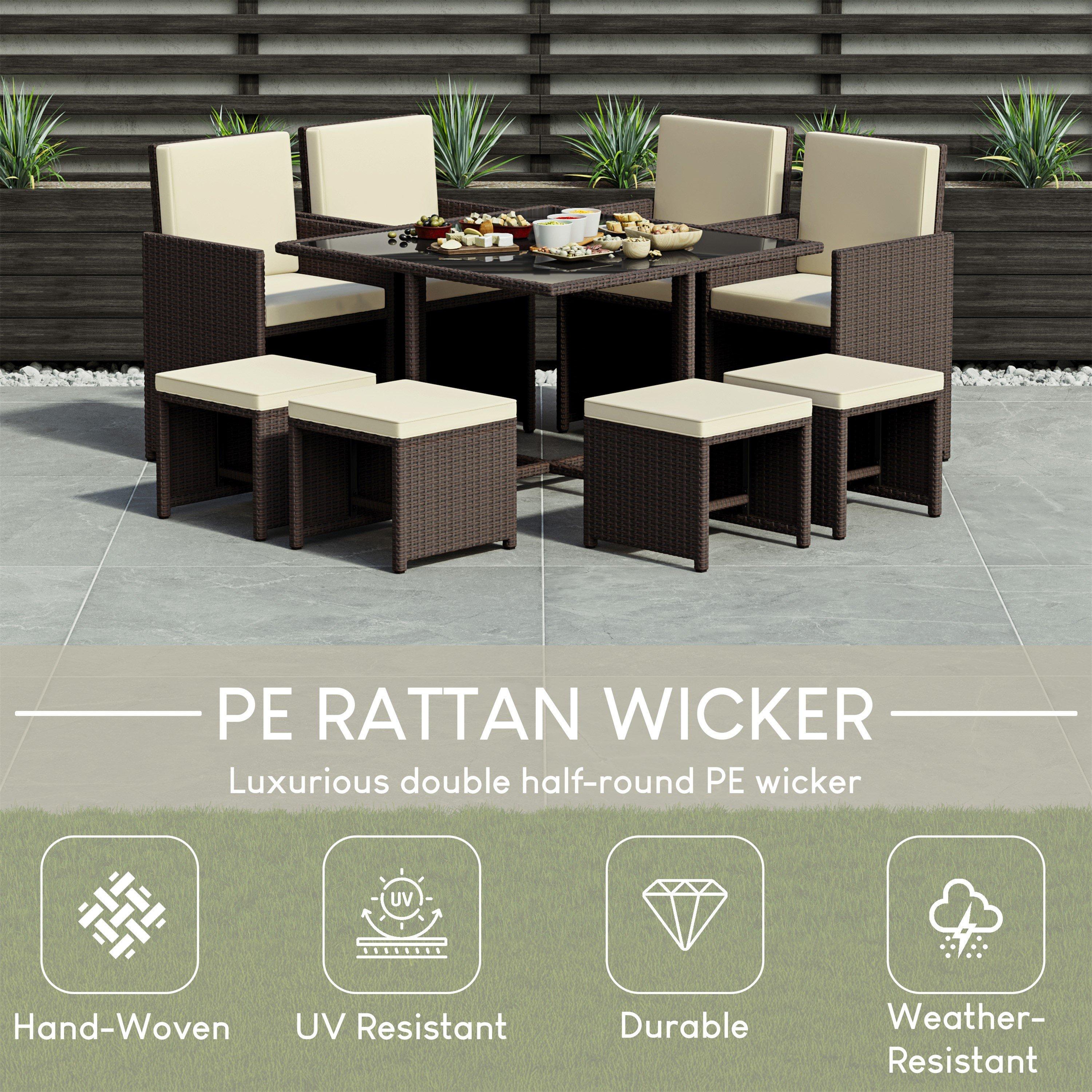 Brown - Lassic - Garden Vida Cuba 8 Seater Rattan Set - 3