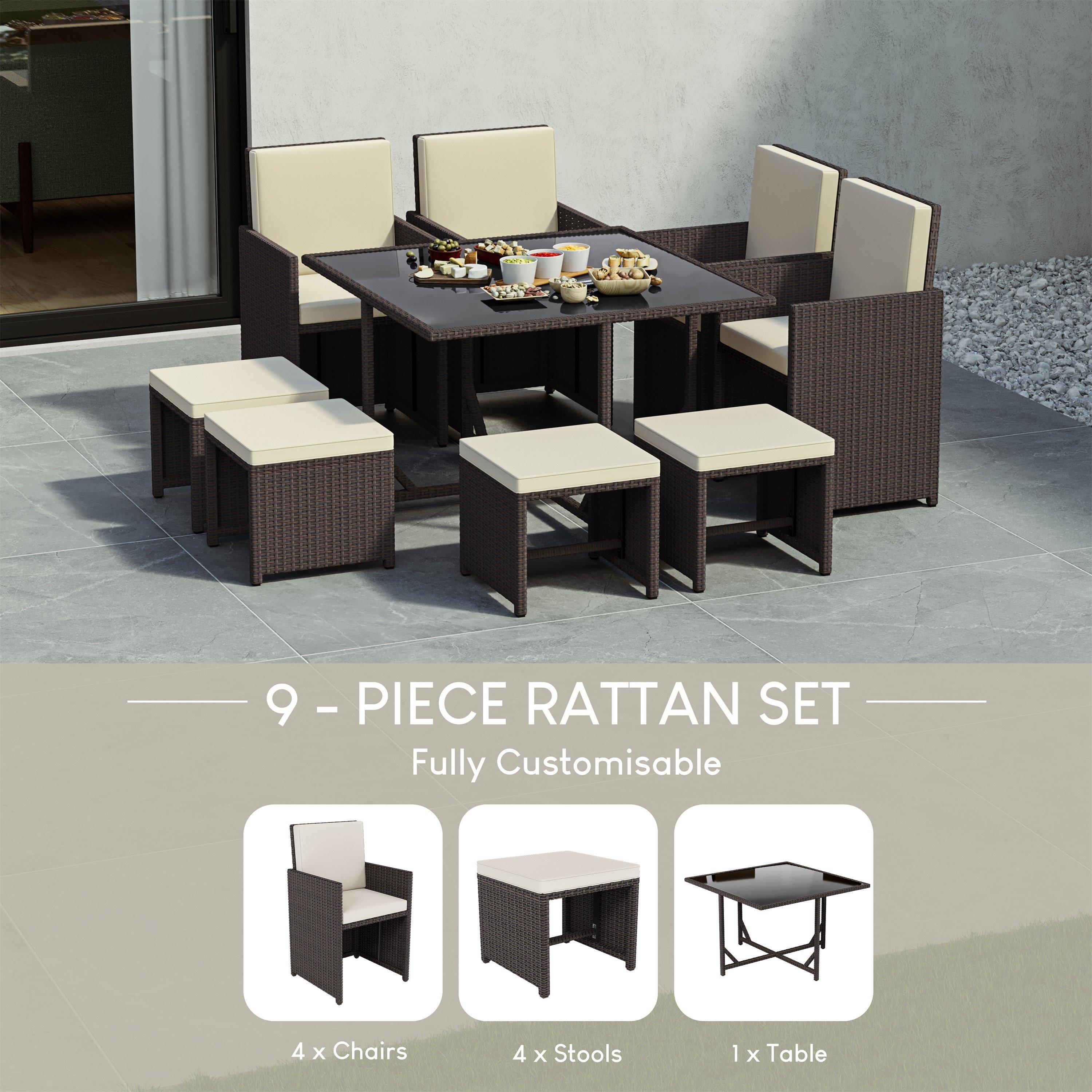 Brown - Lassic - Garden Vida Cuba 8 Seater Rattan Set - 4