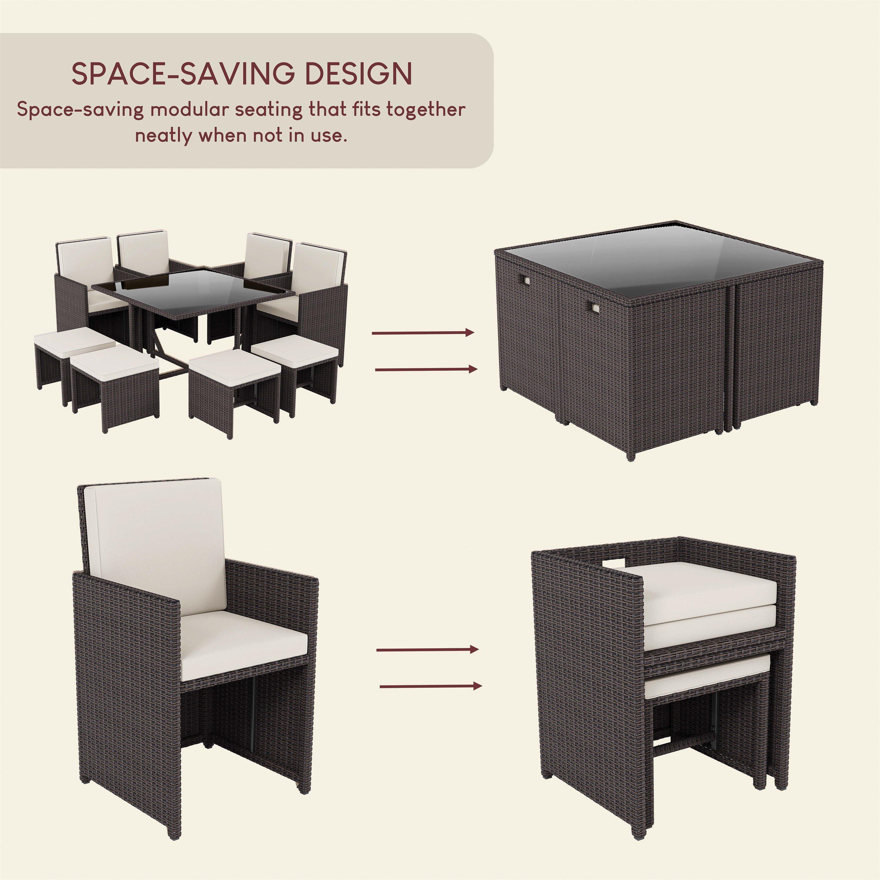 Brown - Lassic - Garden Vida Cuba 8 Seater Rattan Set - 5