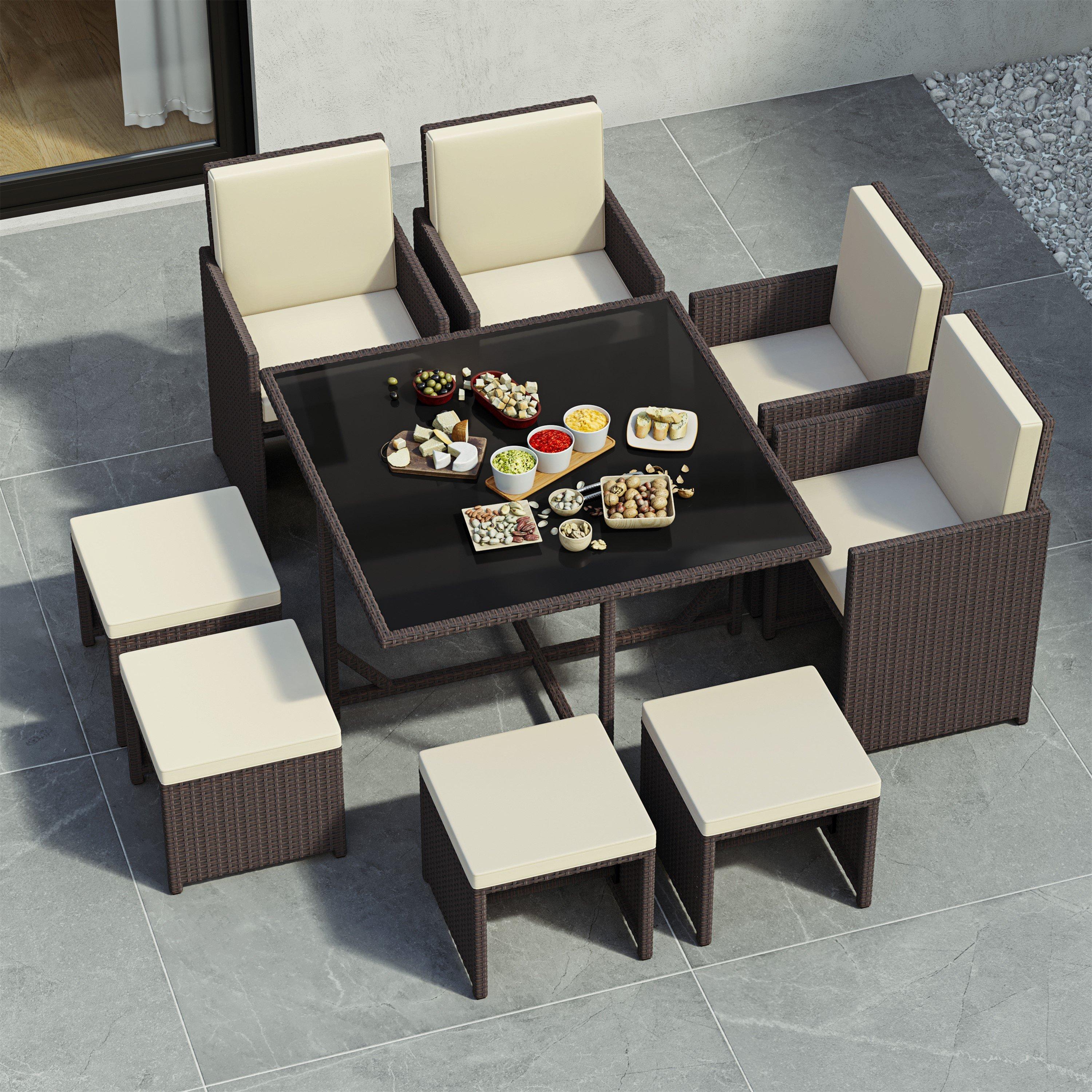 Brown - Lassic - Garden Vida Cuba 8 Seater Rattan Set - 7
