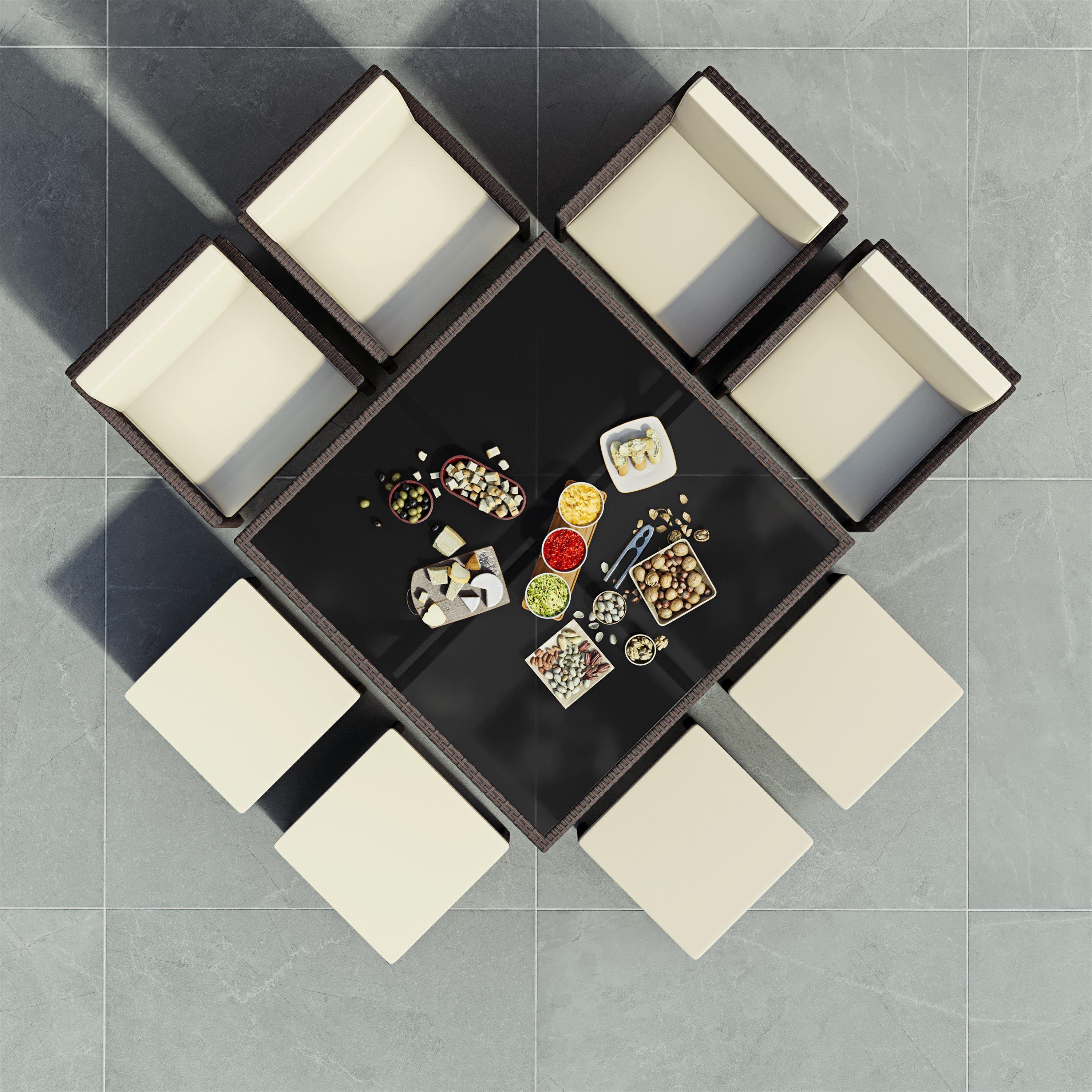 Brown - Lassic - Garden Vida Cuba 8 Seater Rattan Set - 8