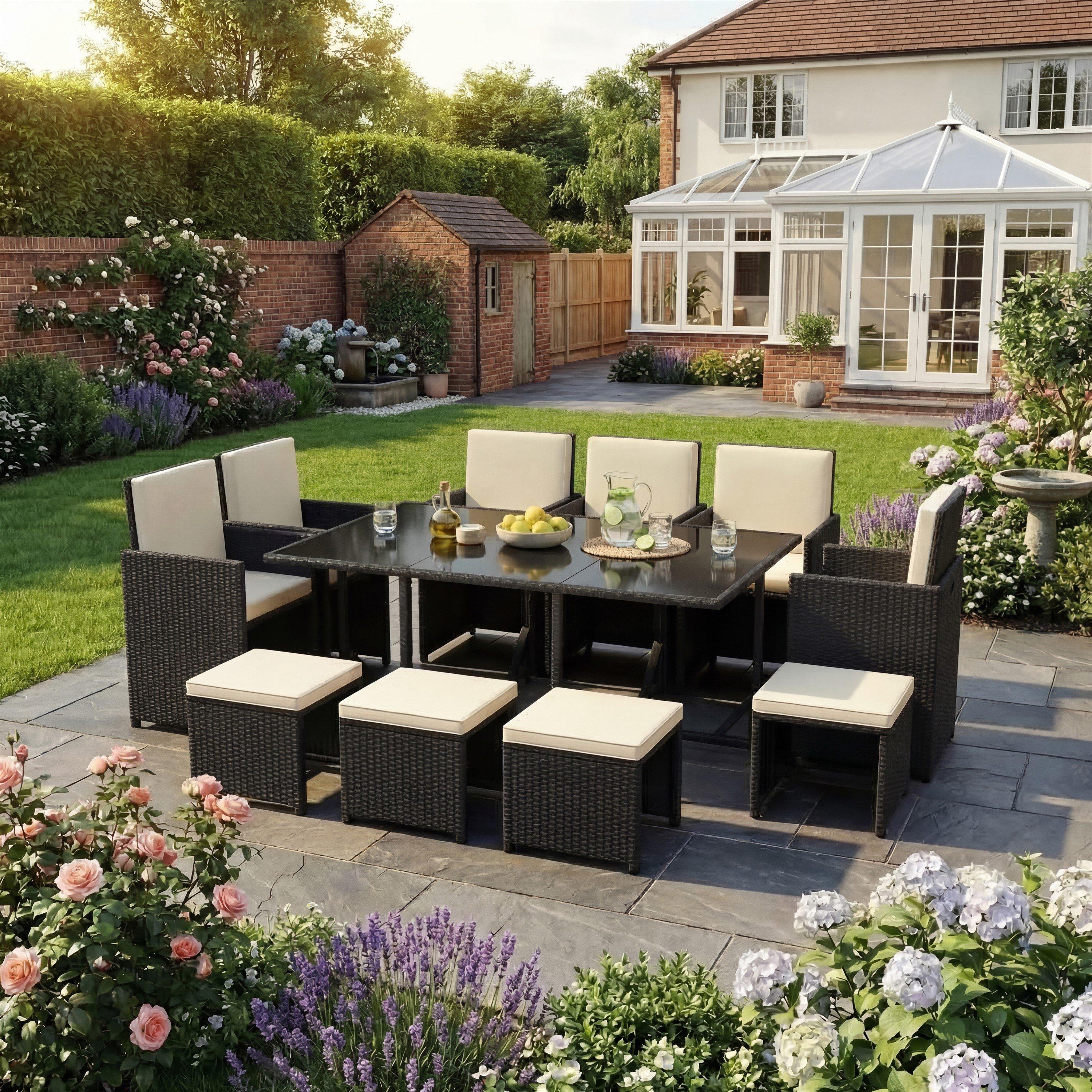 Lassic  Garden Vida Cuba 10 Seater Rattan Set - Black - 10 Seater
