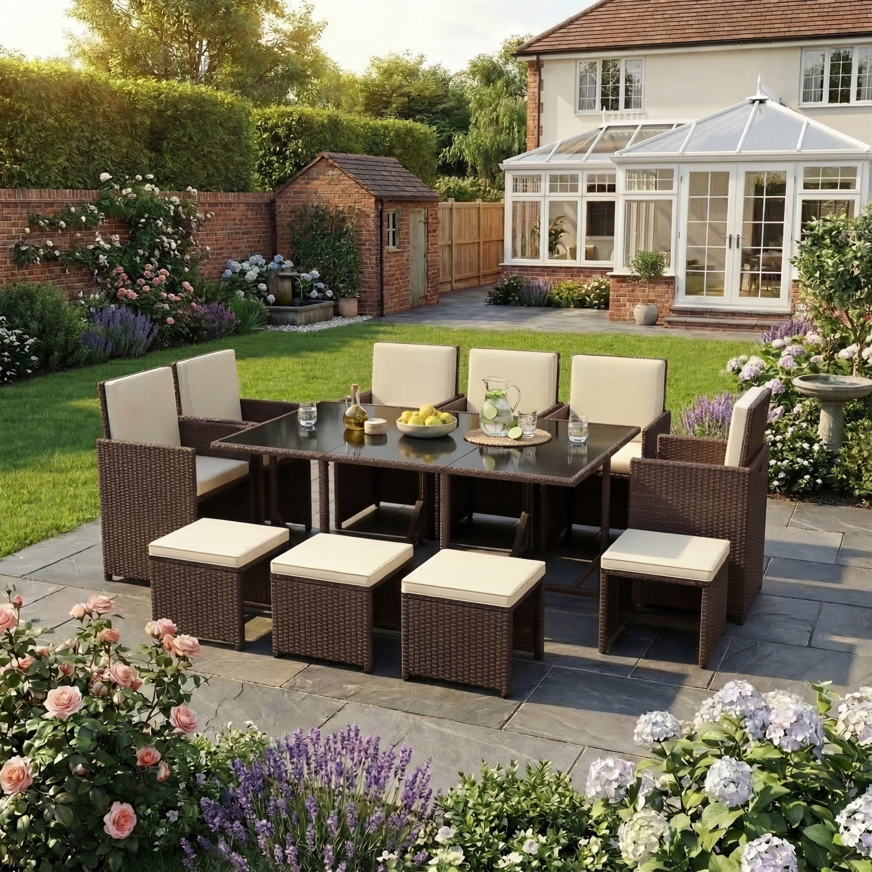 Lassic  Garden Vida Cuba 10 Seater Rattan Set - Brown - 10 Seater