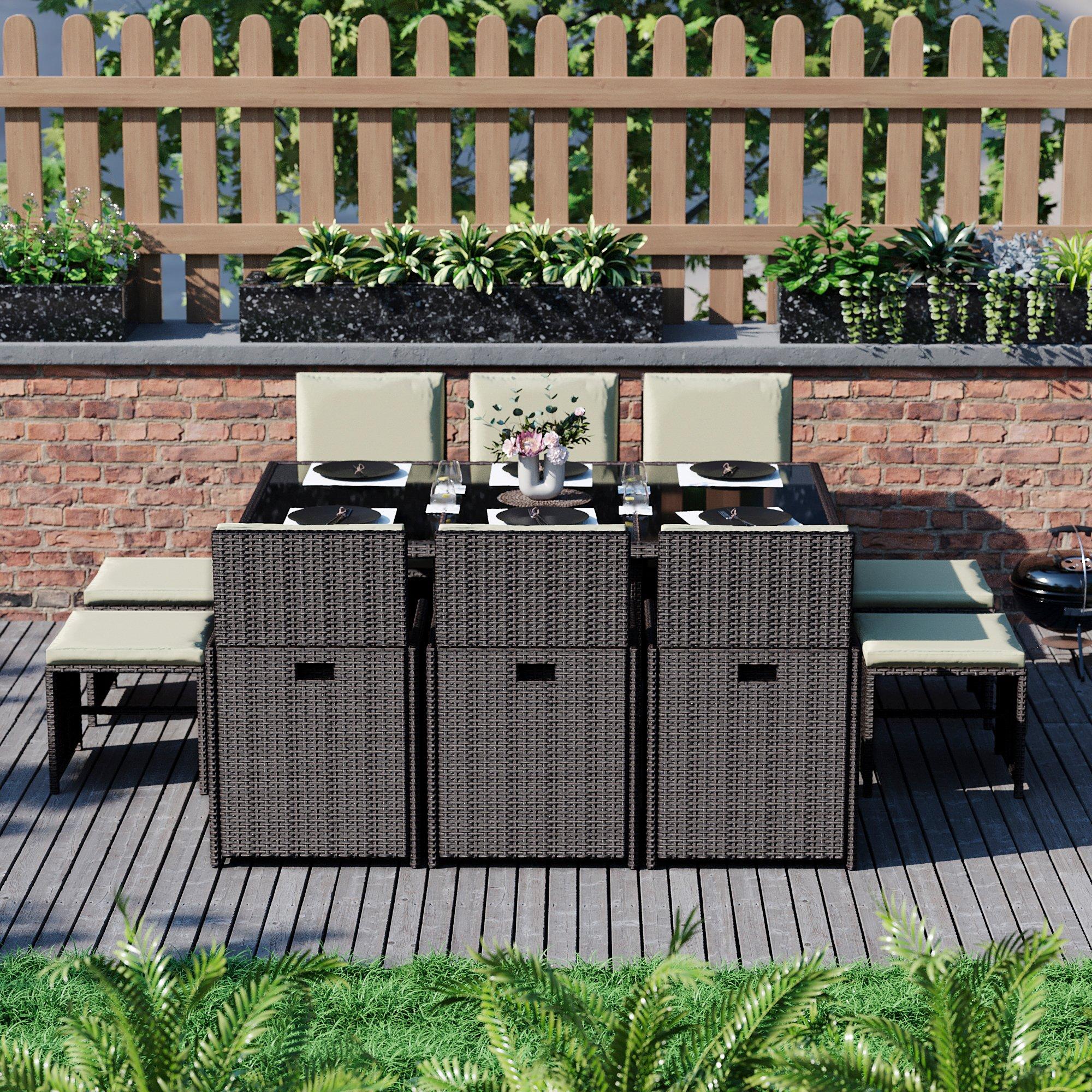 Brown - Lassic - Garden Vida Cuba 10 Seater Rattan Set UKFR - 3