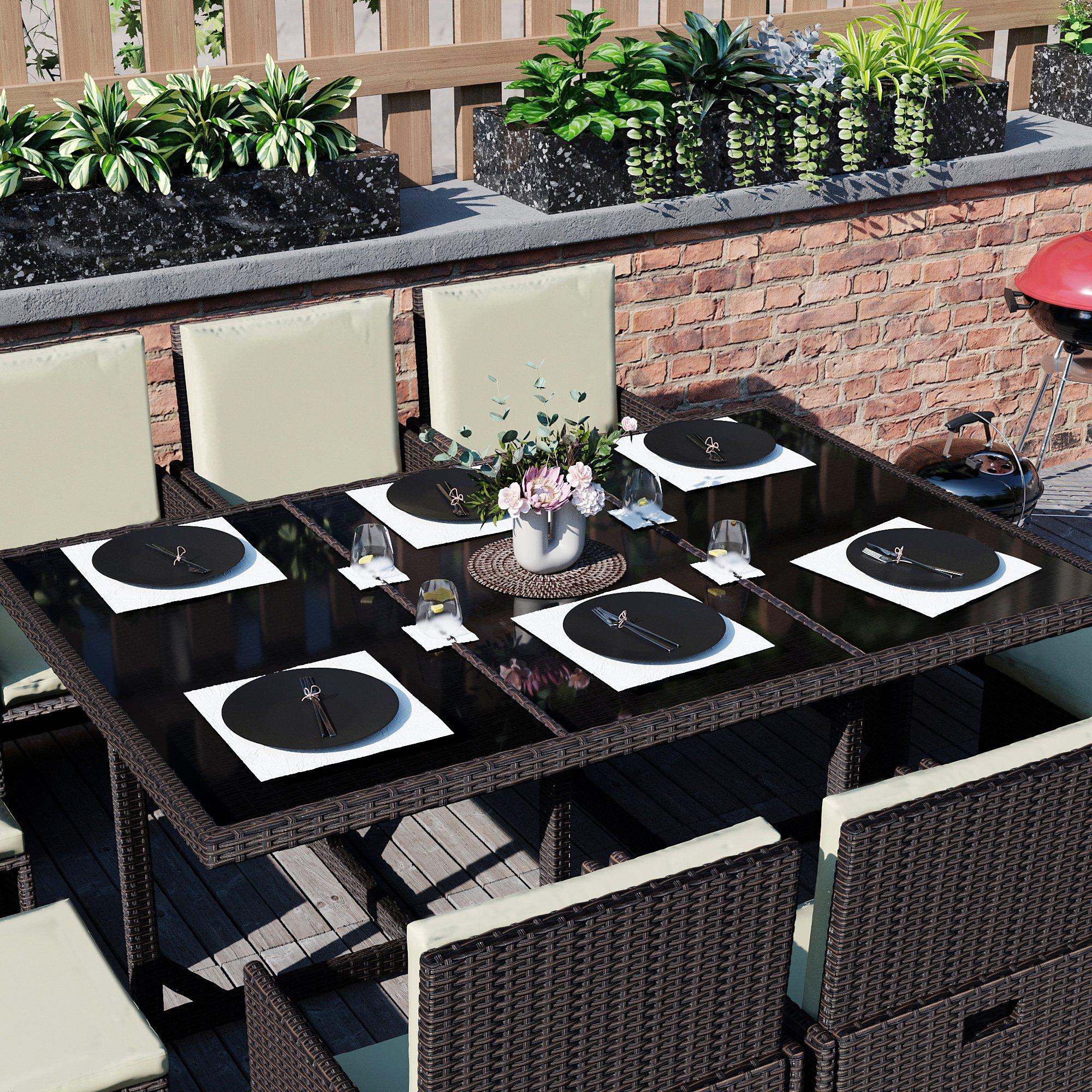 Brown - Lassic - Garden Vida Cuba 10 Seater Rattan Set UKFR - 5