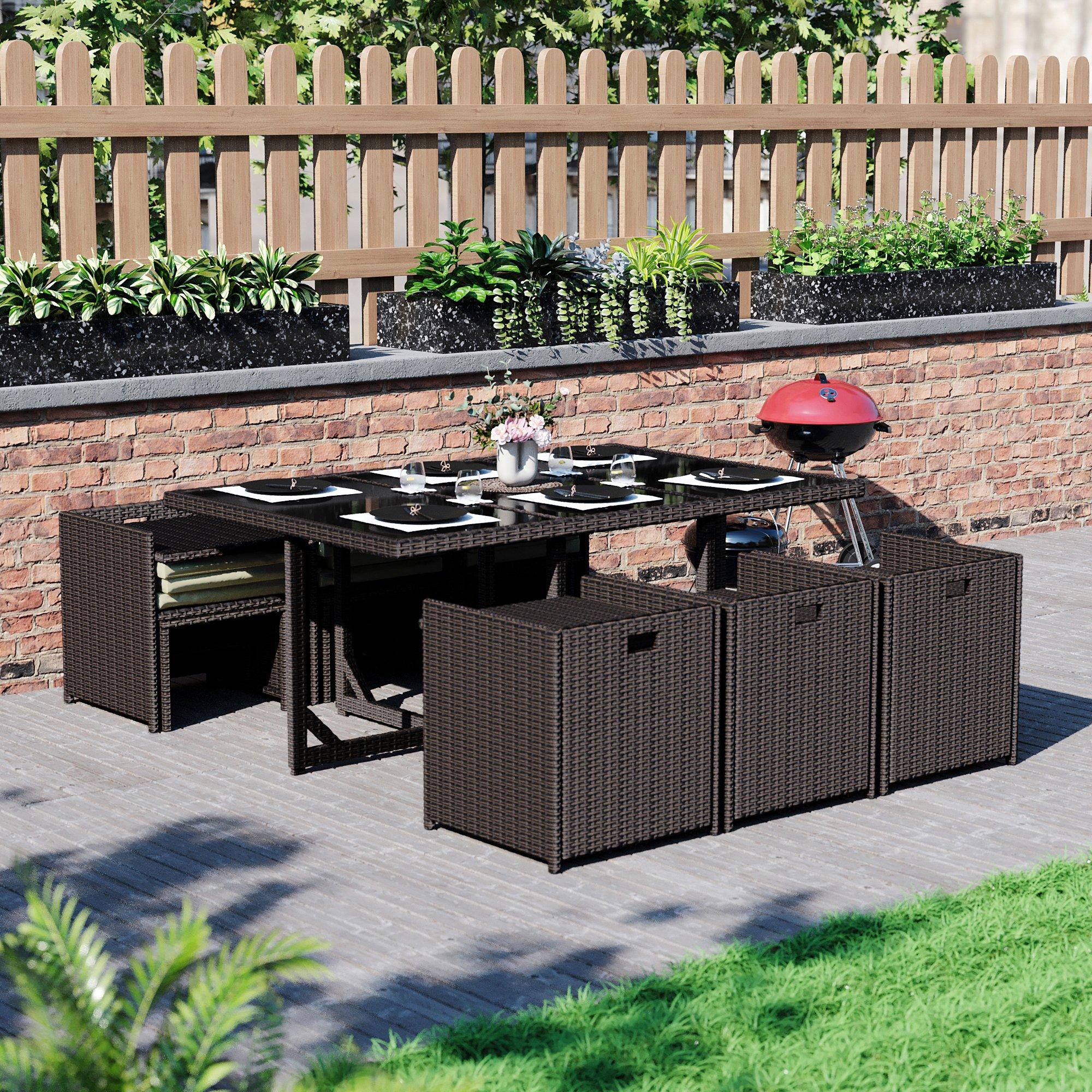 Brown - Lassic - Garden Vida Cuba 10 Seater Rattan Set UKFR - 8