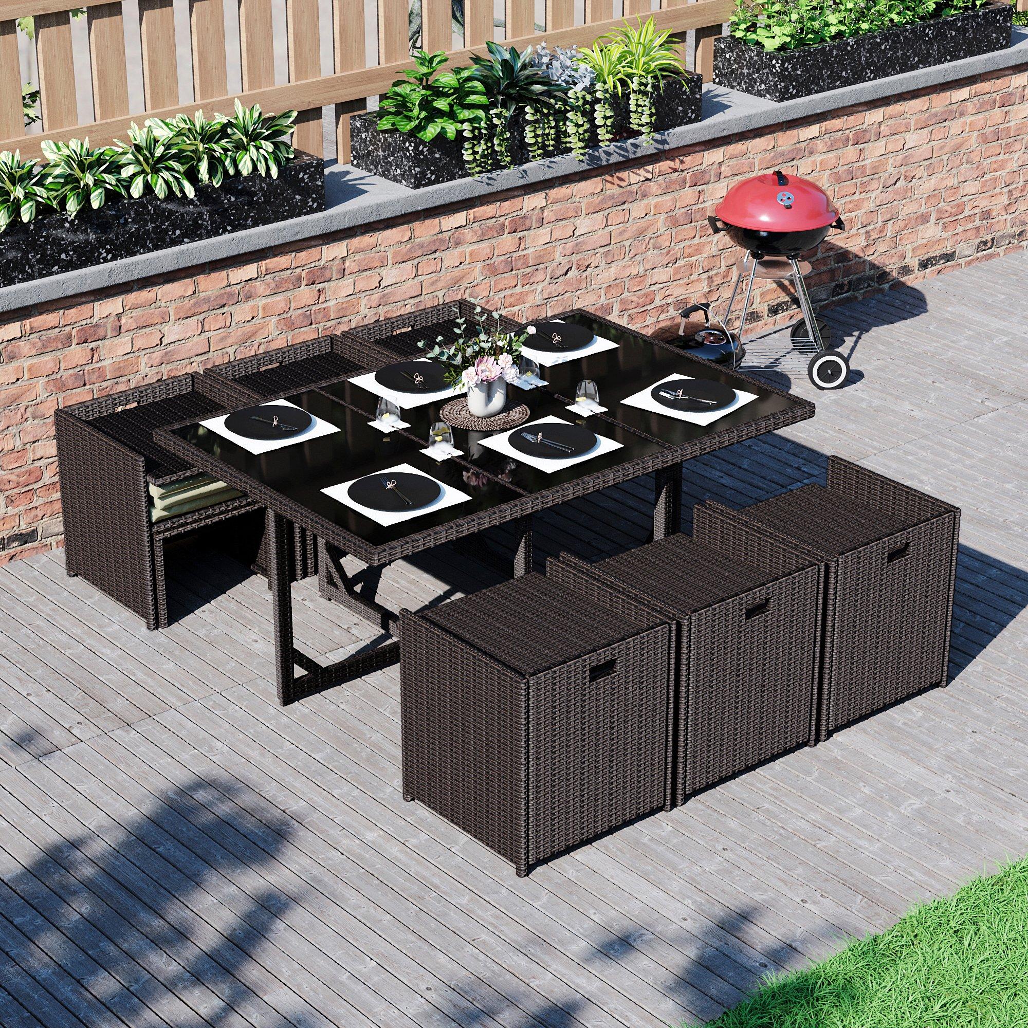 Brown - Lassic - Garden Vida Cuba 10 Seater Rattan Set UKFR - 9