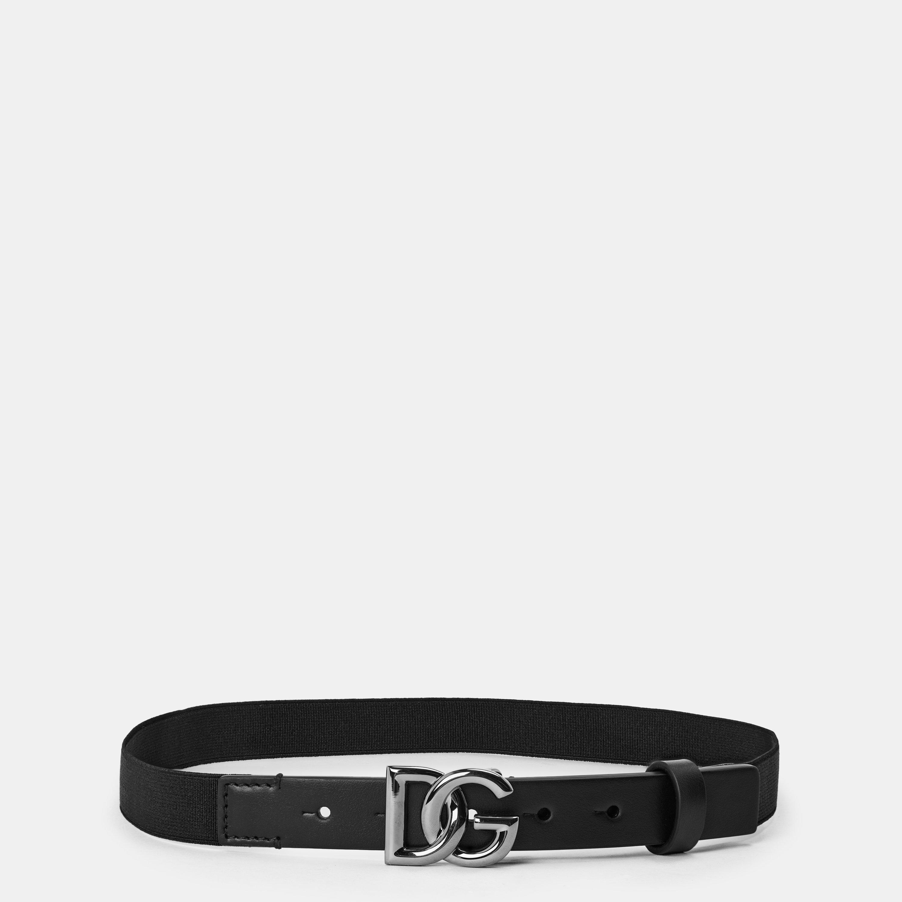 Black 80999 - Dolce and Gabbana - Unisex Kids' DG Logo Leather Belt - 1