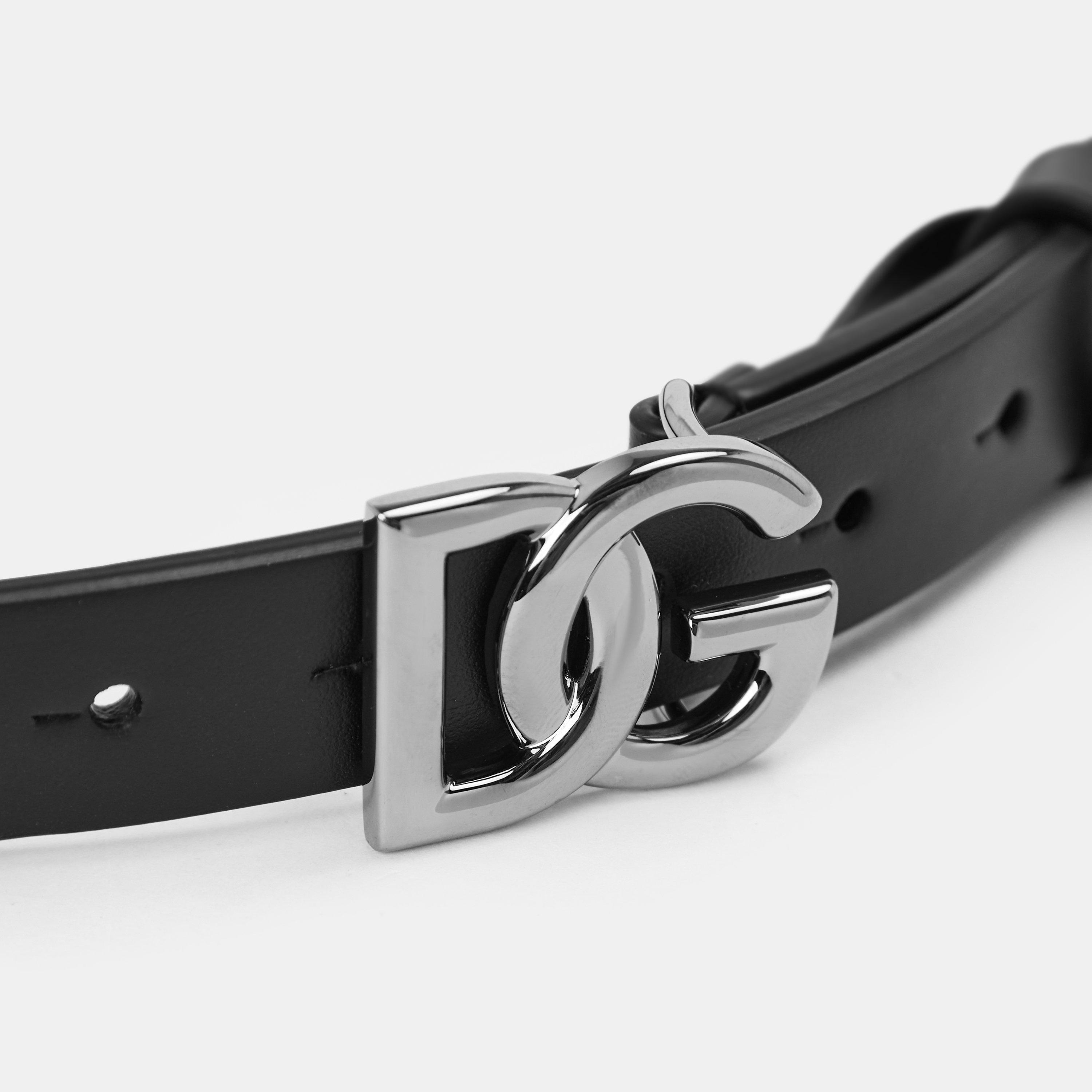 Black 80999 - Dolce and Gabbana - Unisex Kids' DG Logo Leather Belt - 3